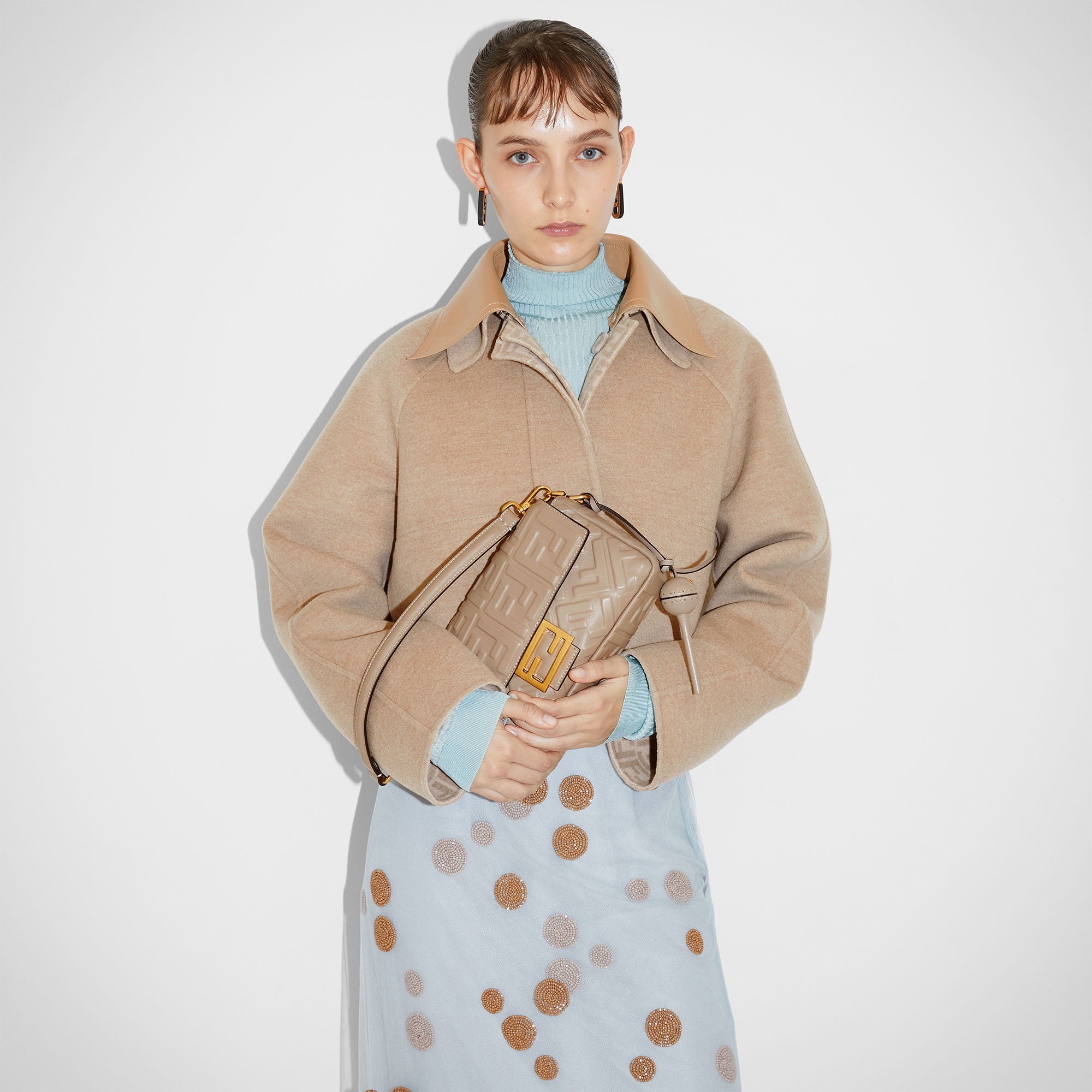 Baguette Dove gray nappa leather bag