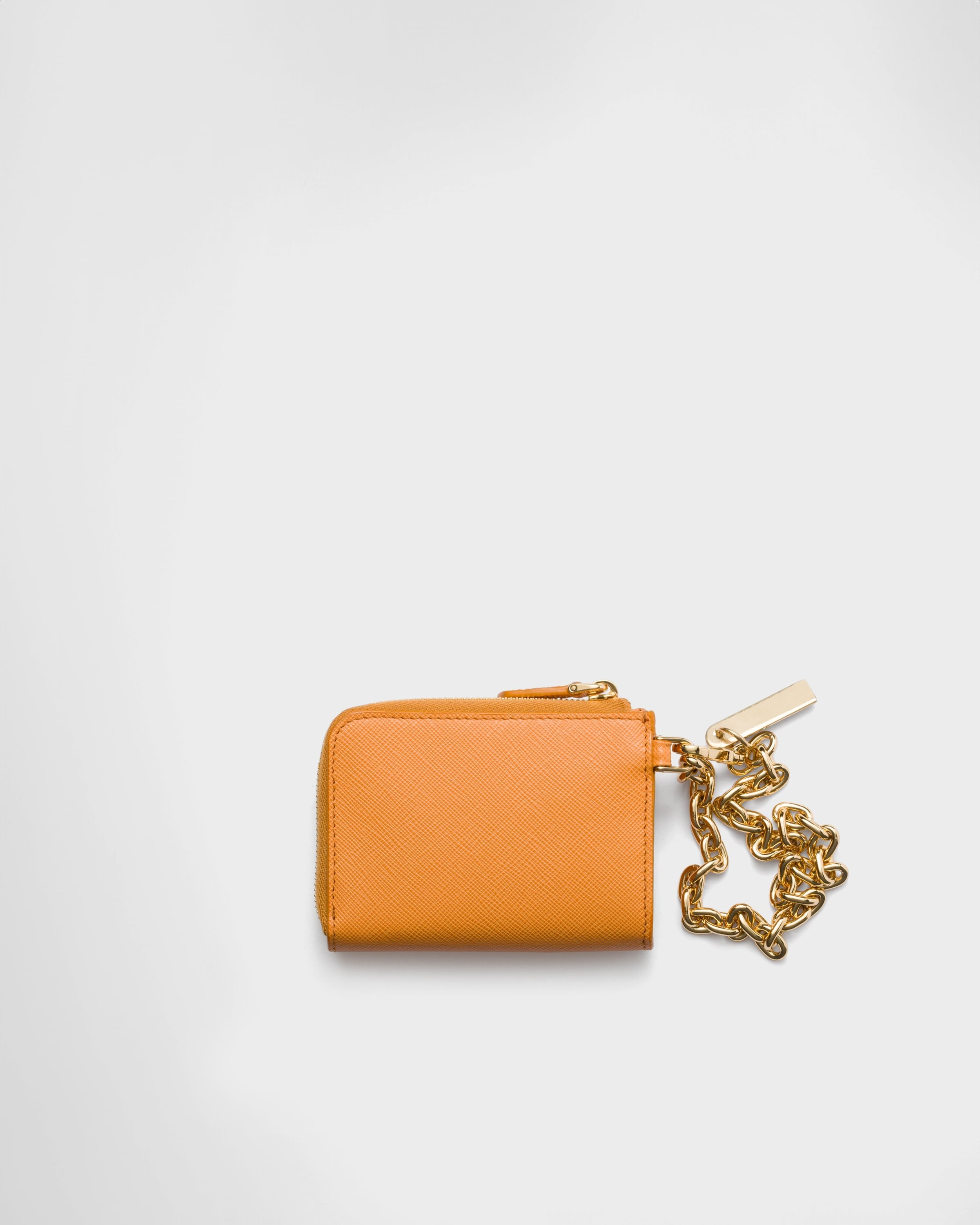 Small Saffiano leather zipper wallet Amber