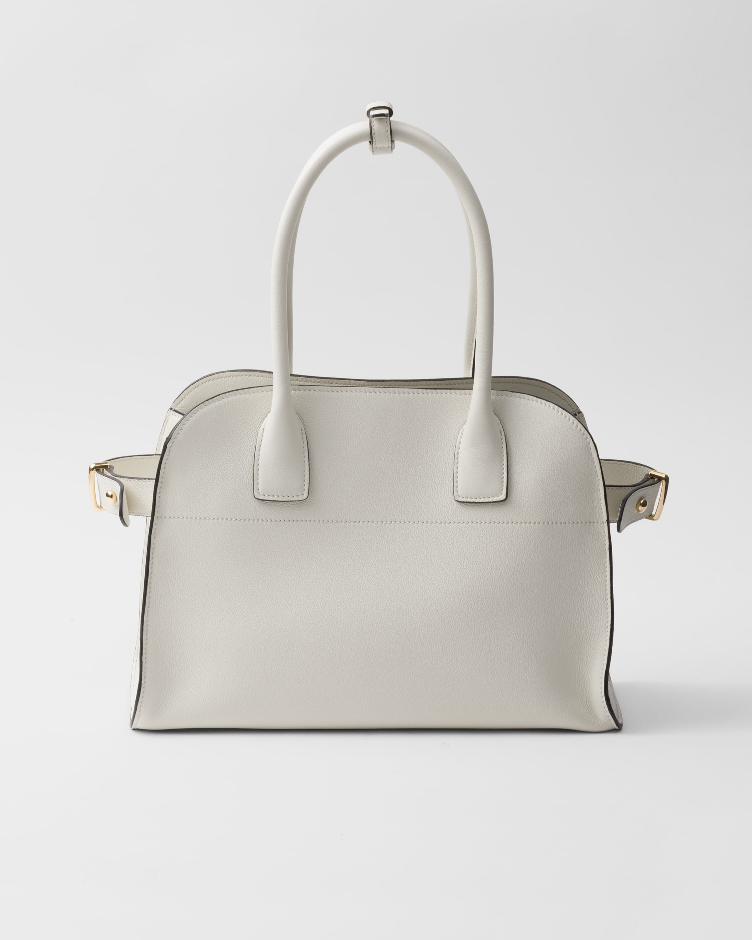 Medium leather tote bag White