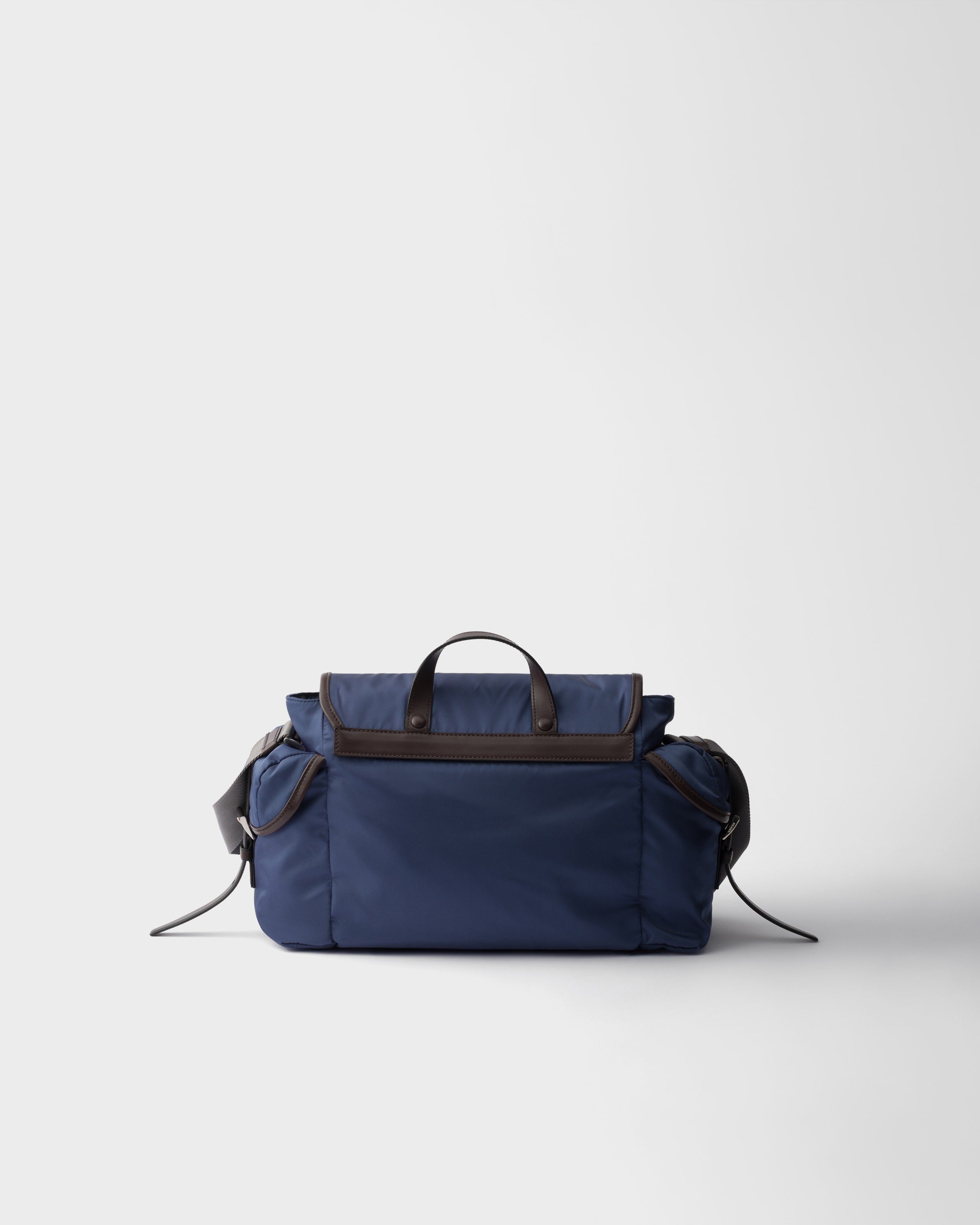 Re-Nylon and leather shoulder bag Aviation Blue