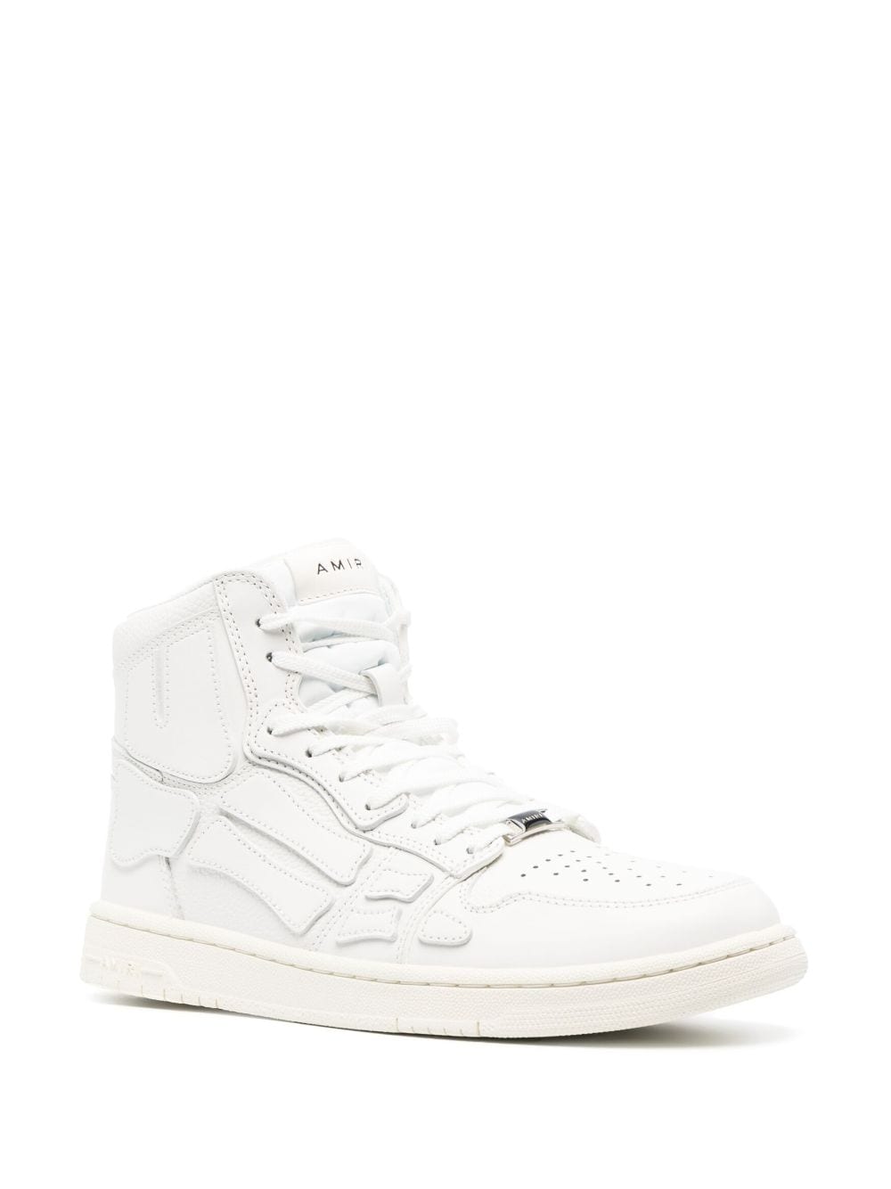 Skel appliqué leather high-top sneakers