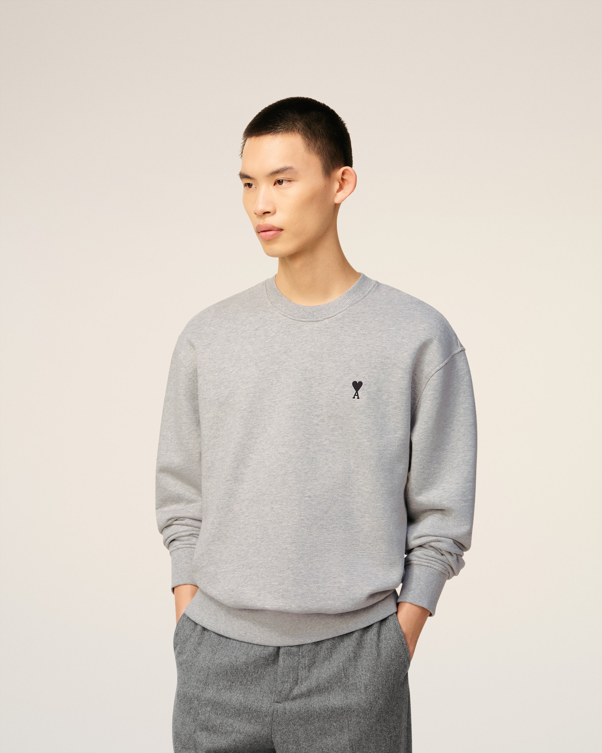 Grey Cotton Ami De Coeur Sweatshirt HEATHER ASH GREY
