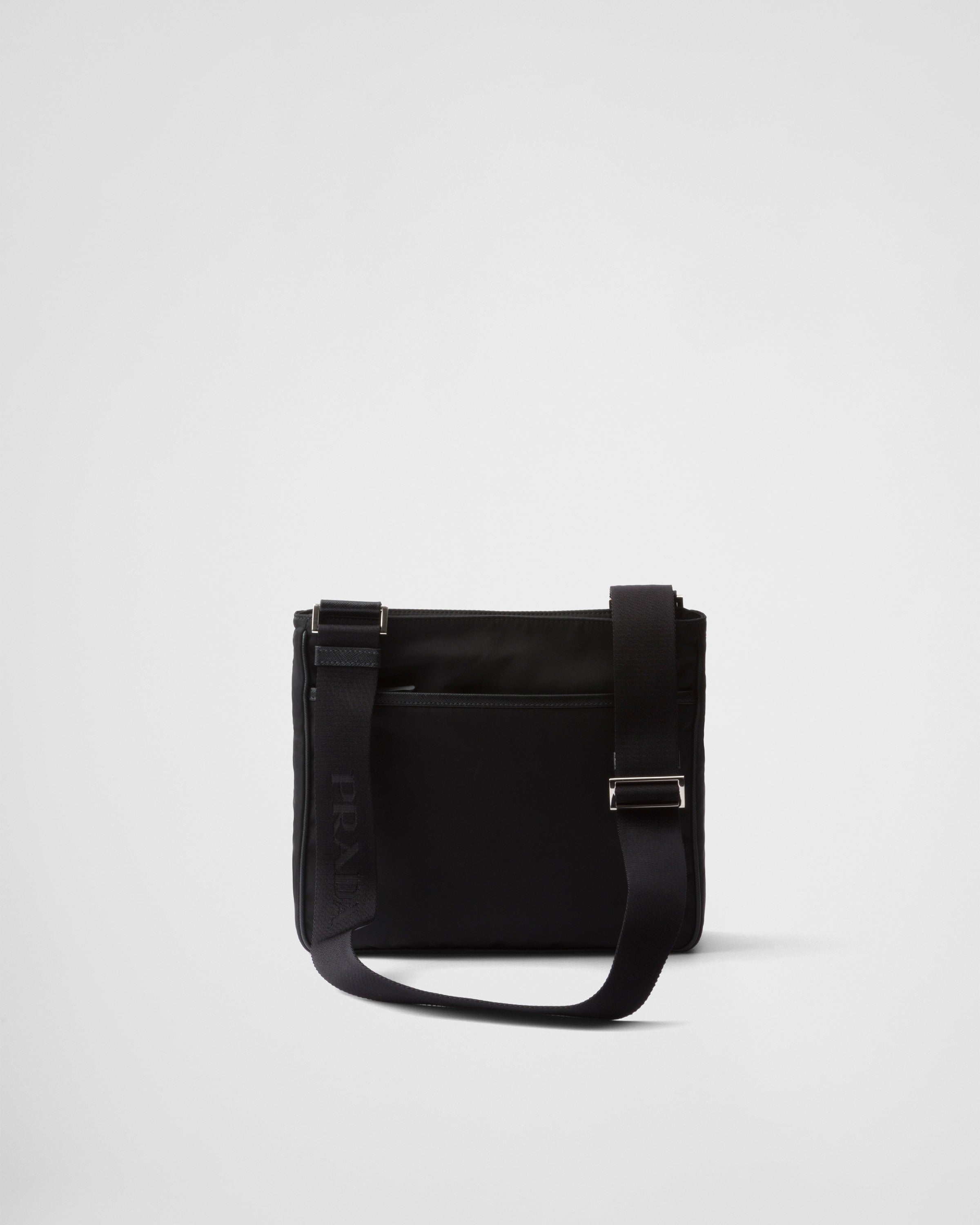 Re-Nylon and Saffiano leather shoulder bag Black