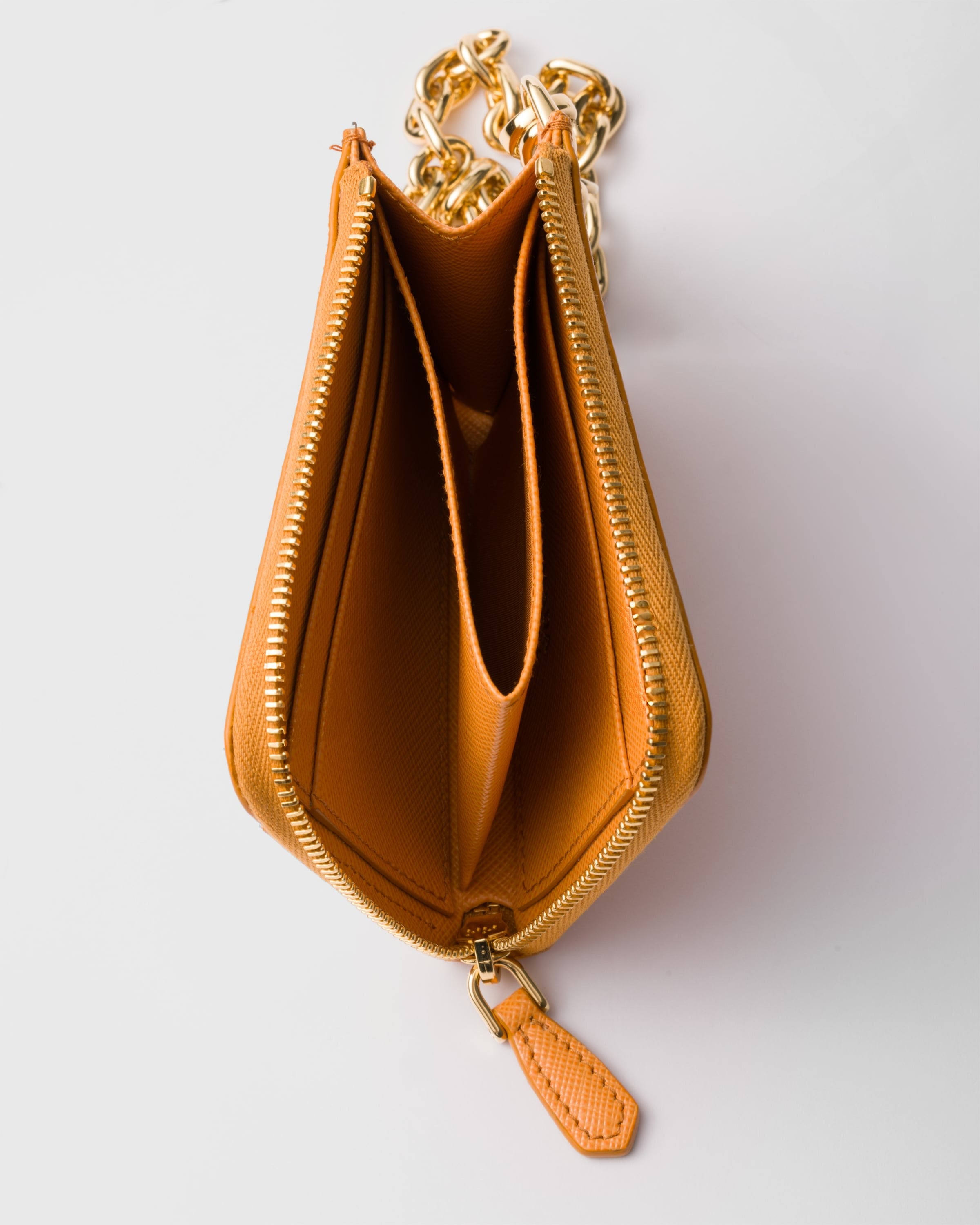 Small Saffiano leather zipper wallet Amber
