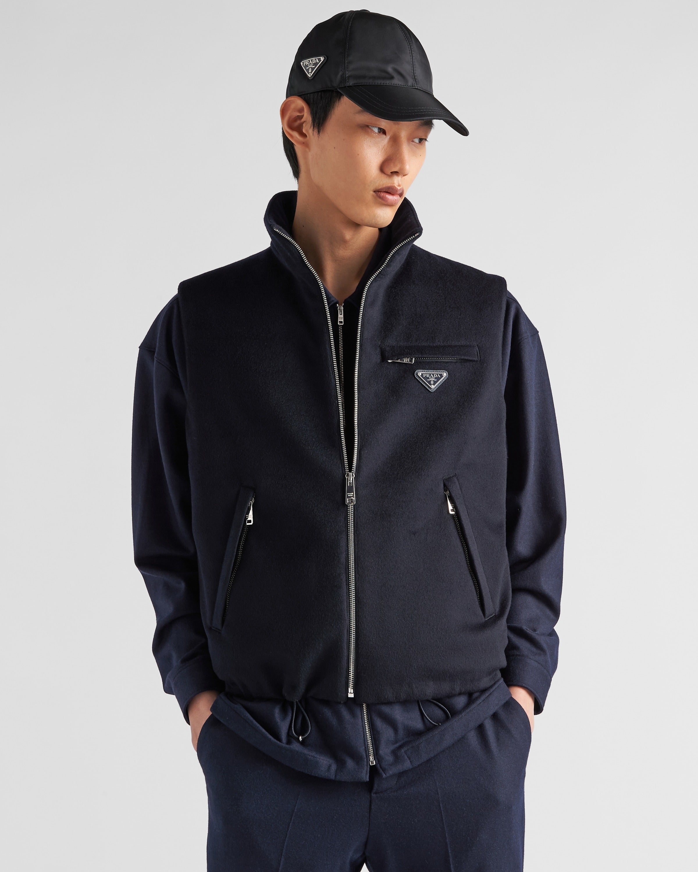 Cashmere down vest Navy