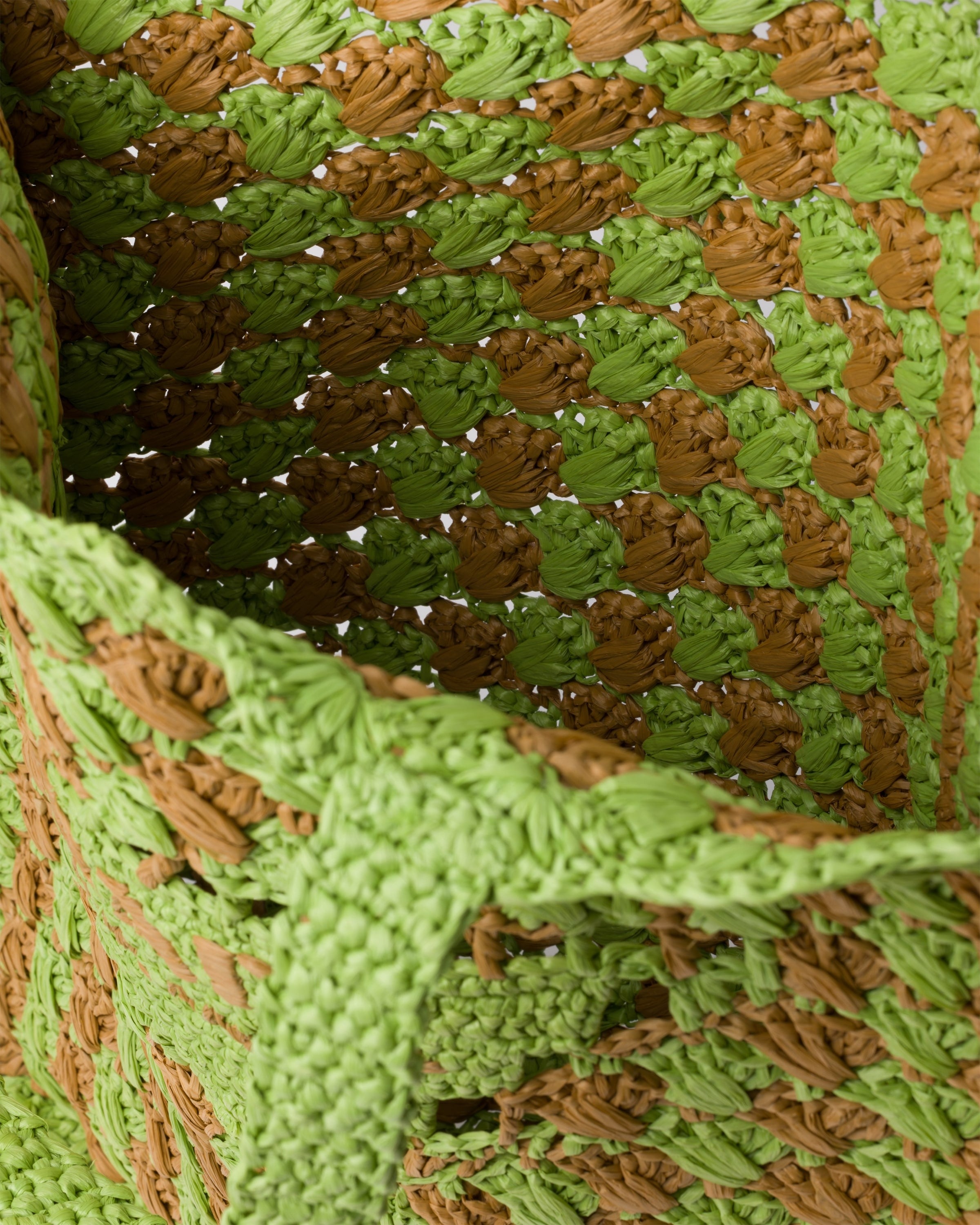 Crochet tote bag Lawn Green/Caramel