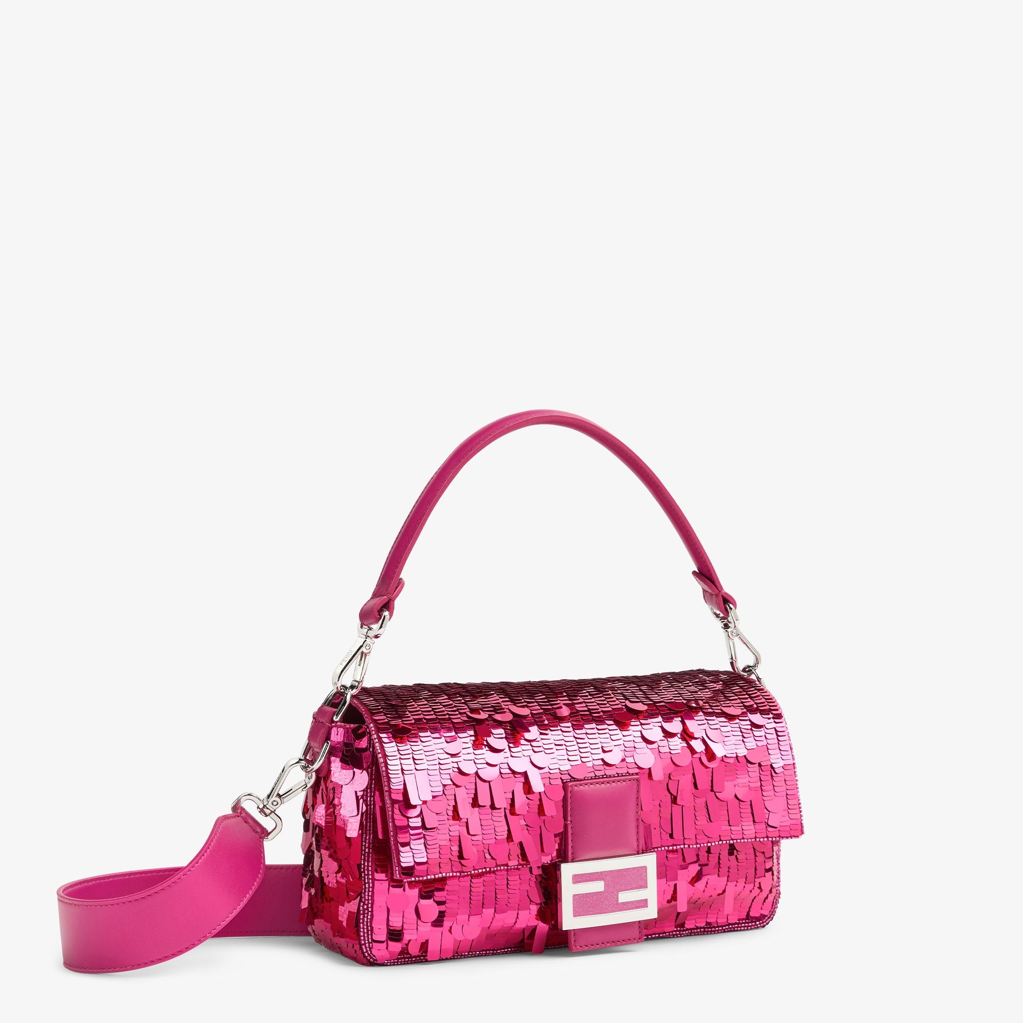 Baguette Fuchsia sequinned bag