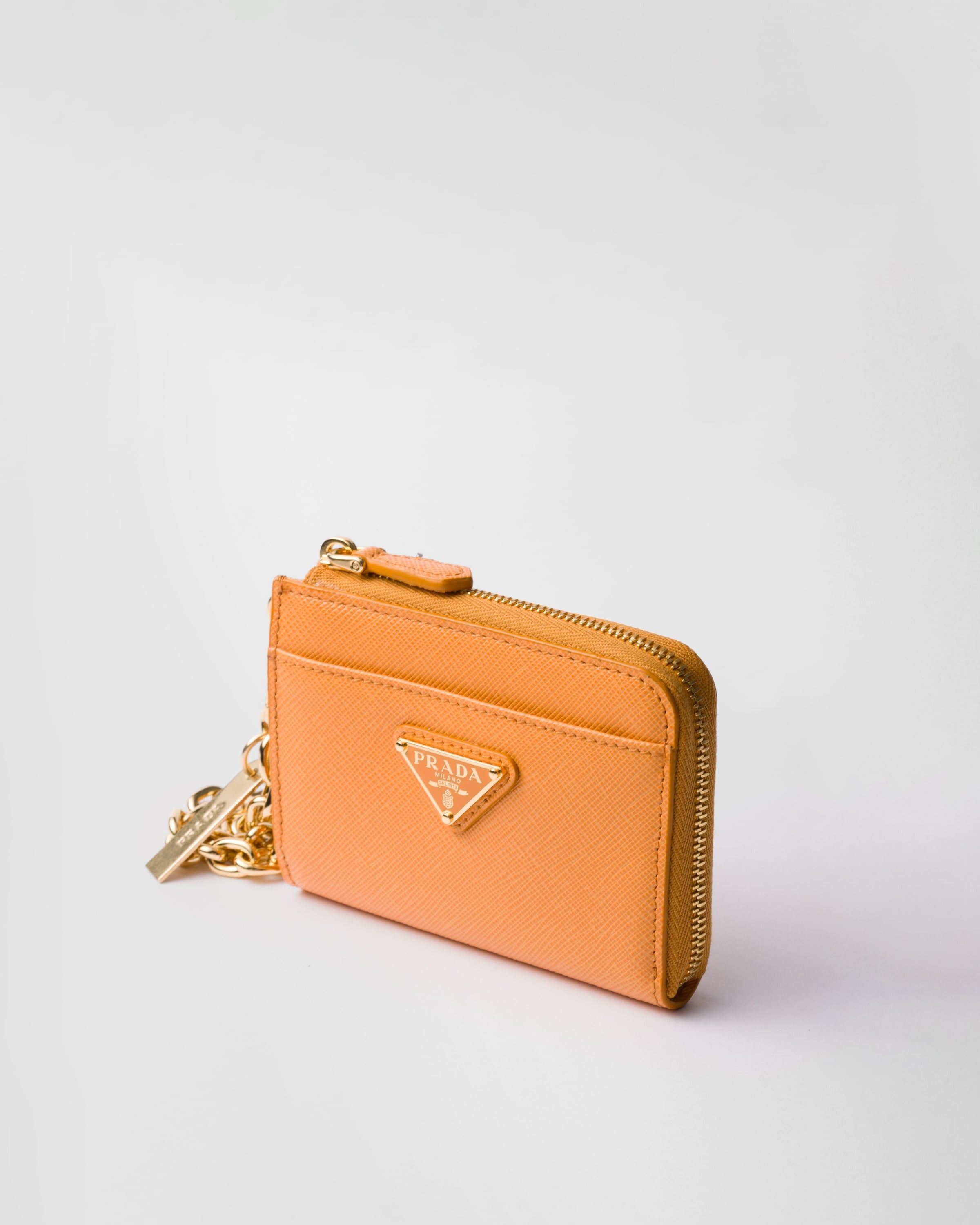 Small Saffiano leather zipper wallet Amber