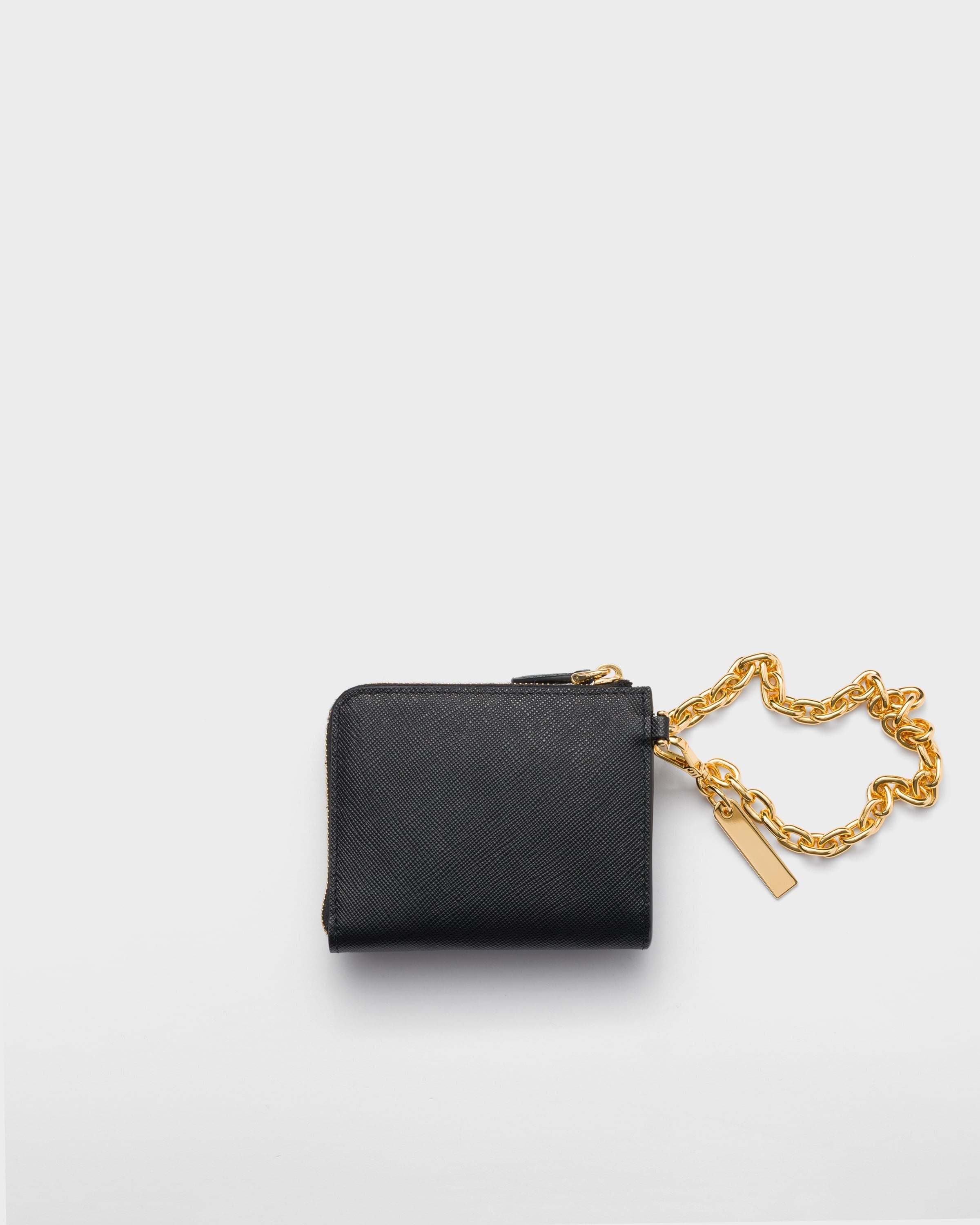 Small Saffiano leather zipper wallet Black