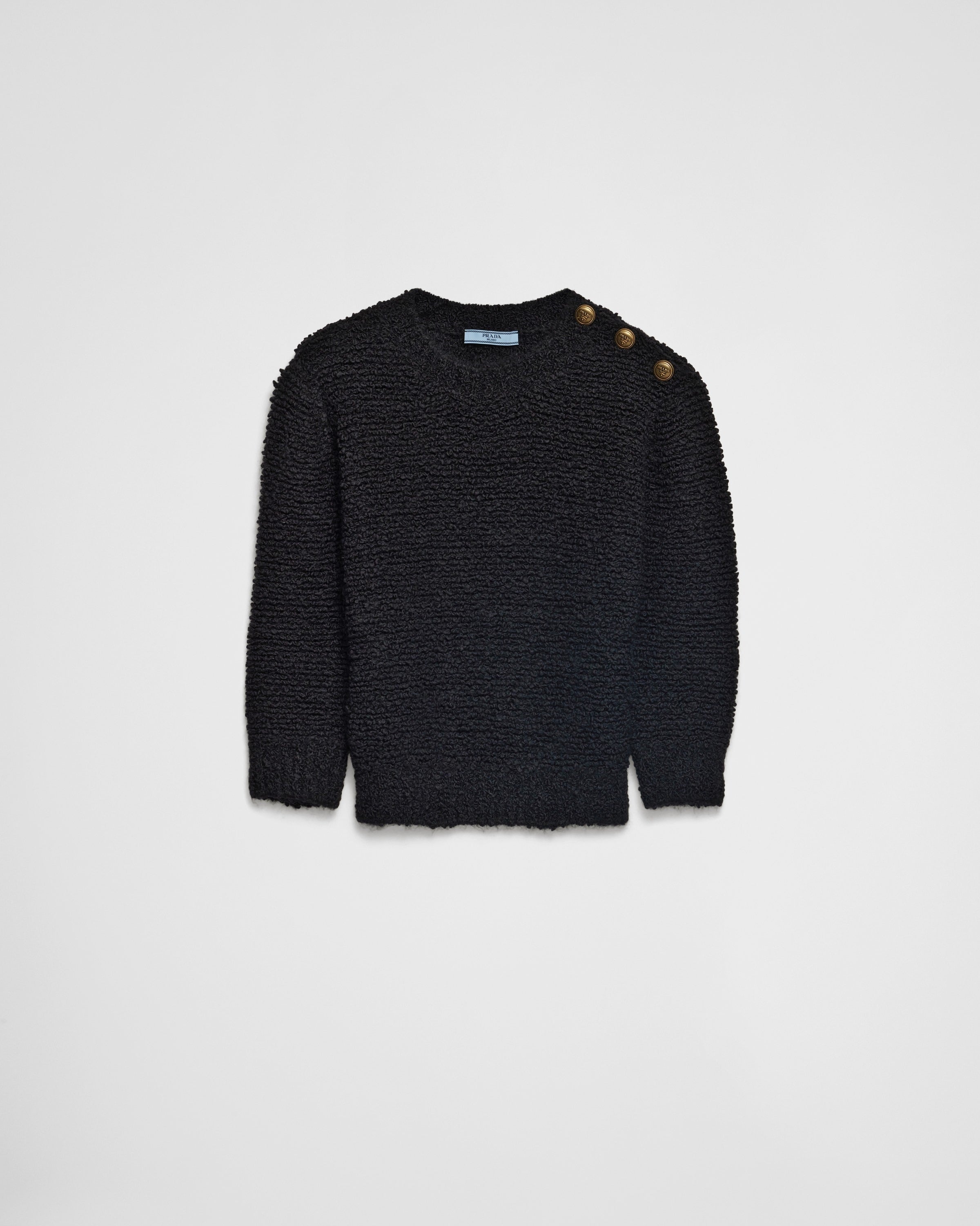 Bouclé mohair crew-neck sweater Black