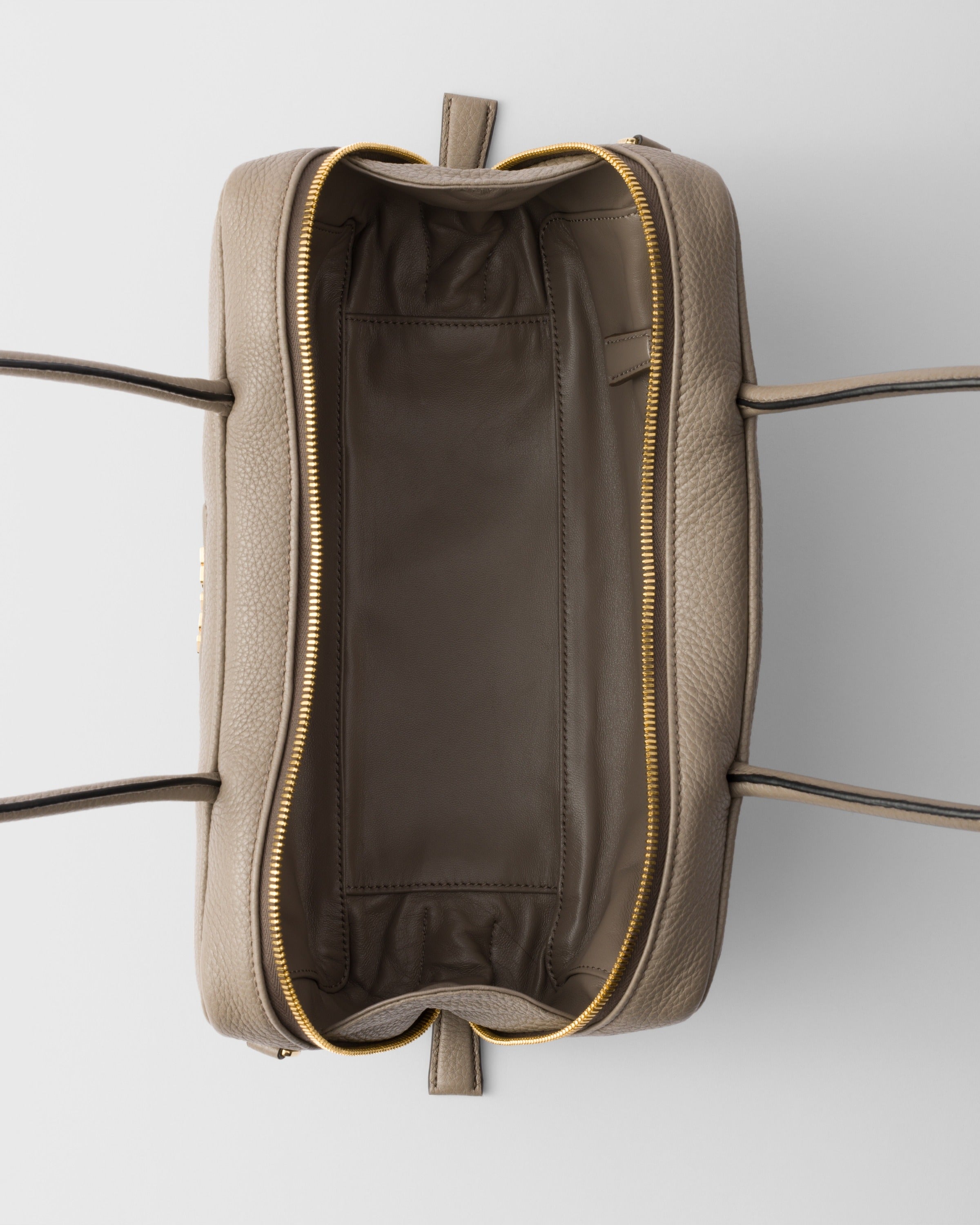 Medium leather top-handle bag Clay Grey