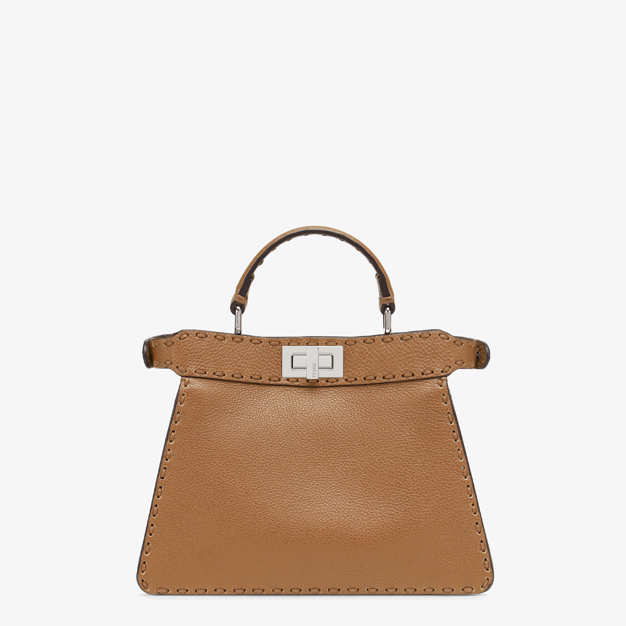 Peekaboo ISeeU Small Coffee-colored Selleria bag with 556 hand-sewn stitches