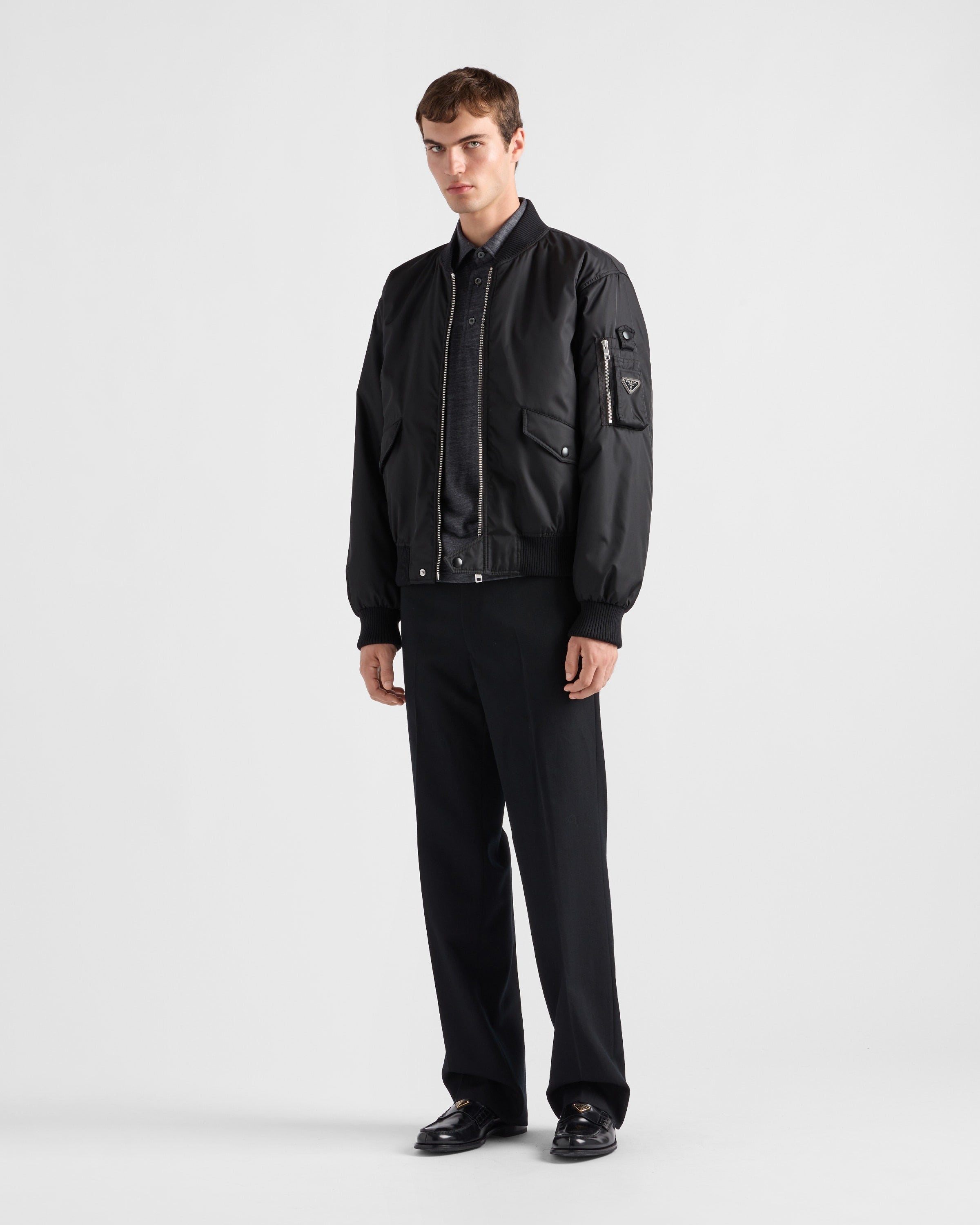 Re-Nylon bomber jacket Black