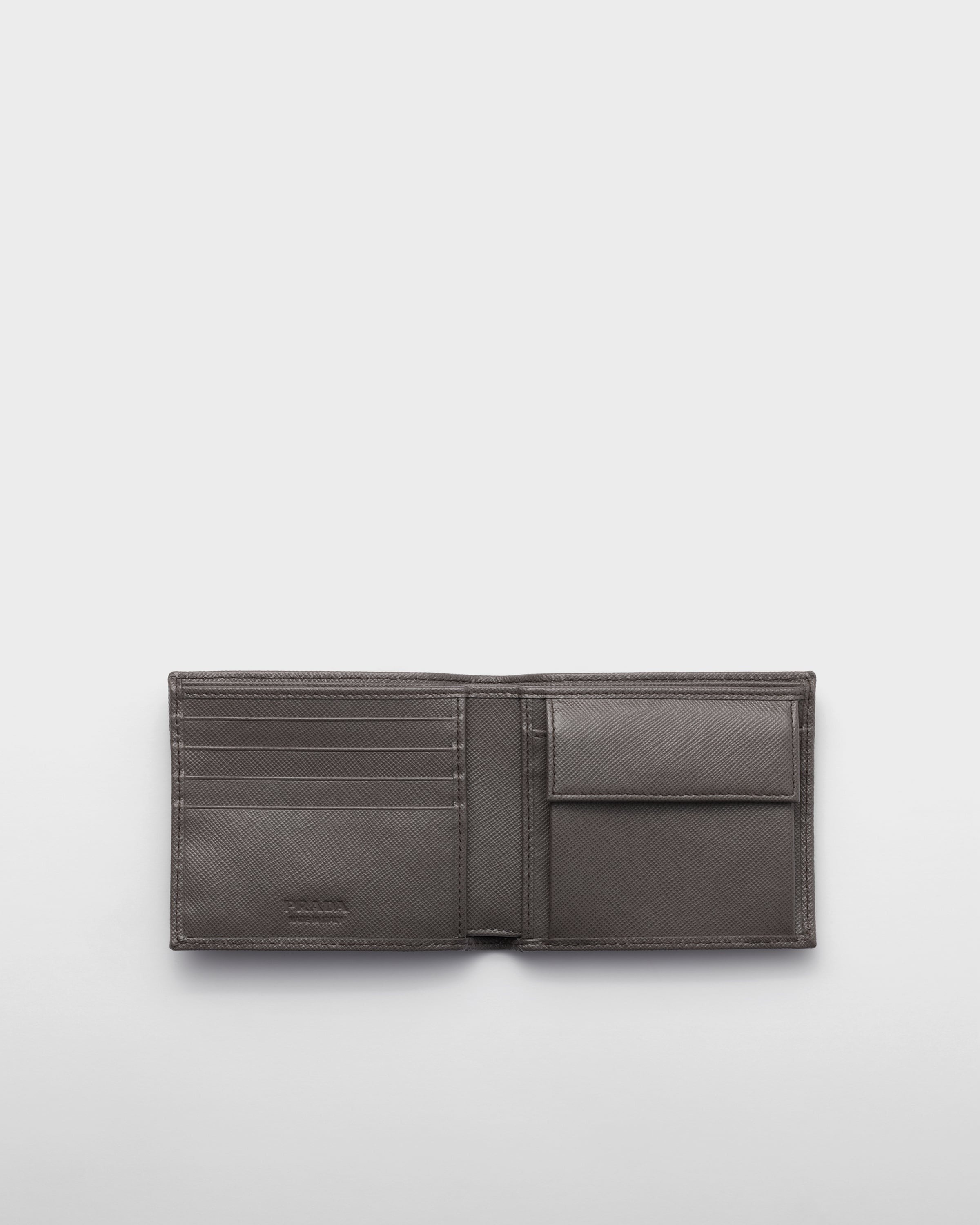 Saffiano Leather Wallet with coin purse Smoky Gray
