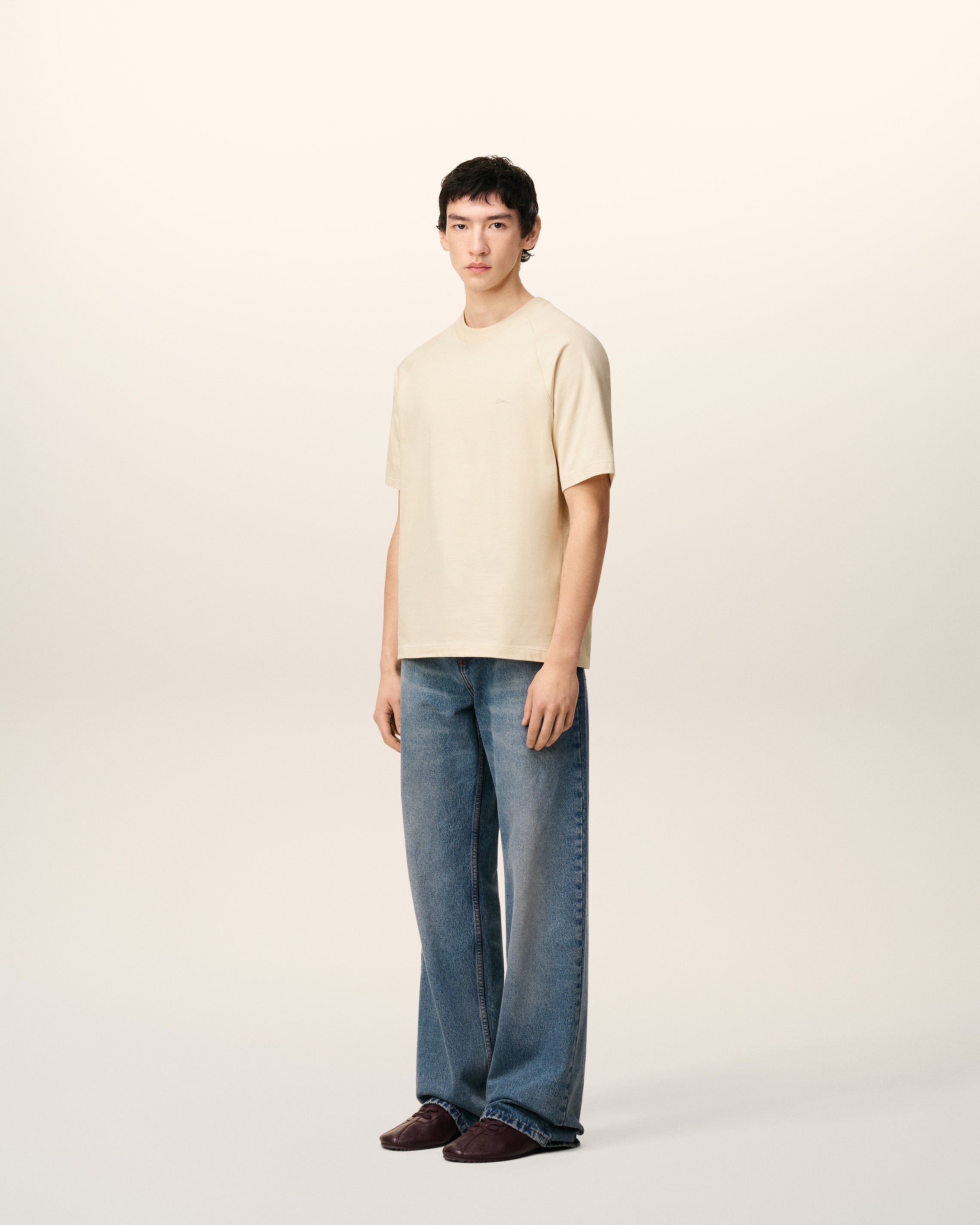 White Cotton Short Sleeves T-shirt IVORY