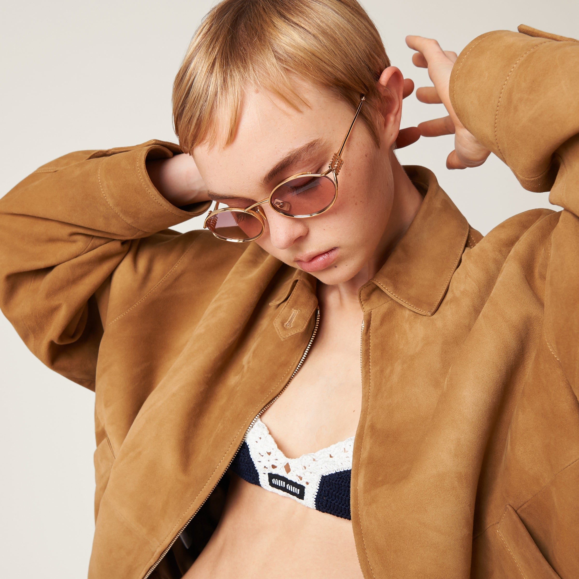 Miu Miu Logo sunglasses Pink Beg Shaded Lenses
