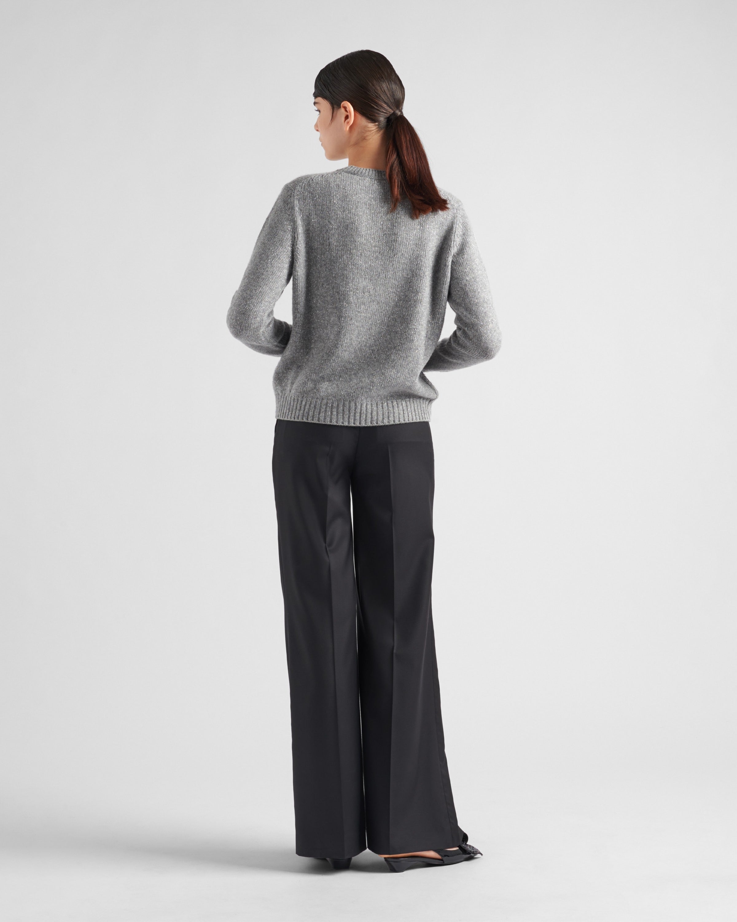 Wool, cashmere and lamé crew-neck sweater Grey/Silver