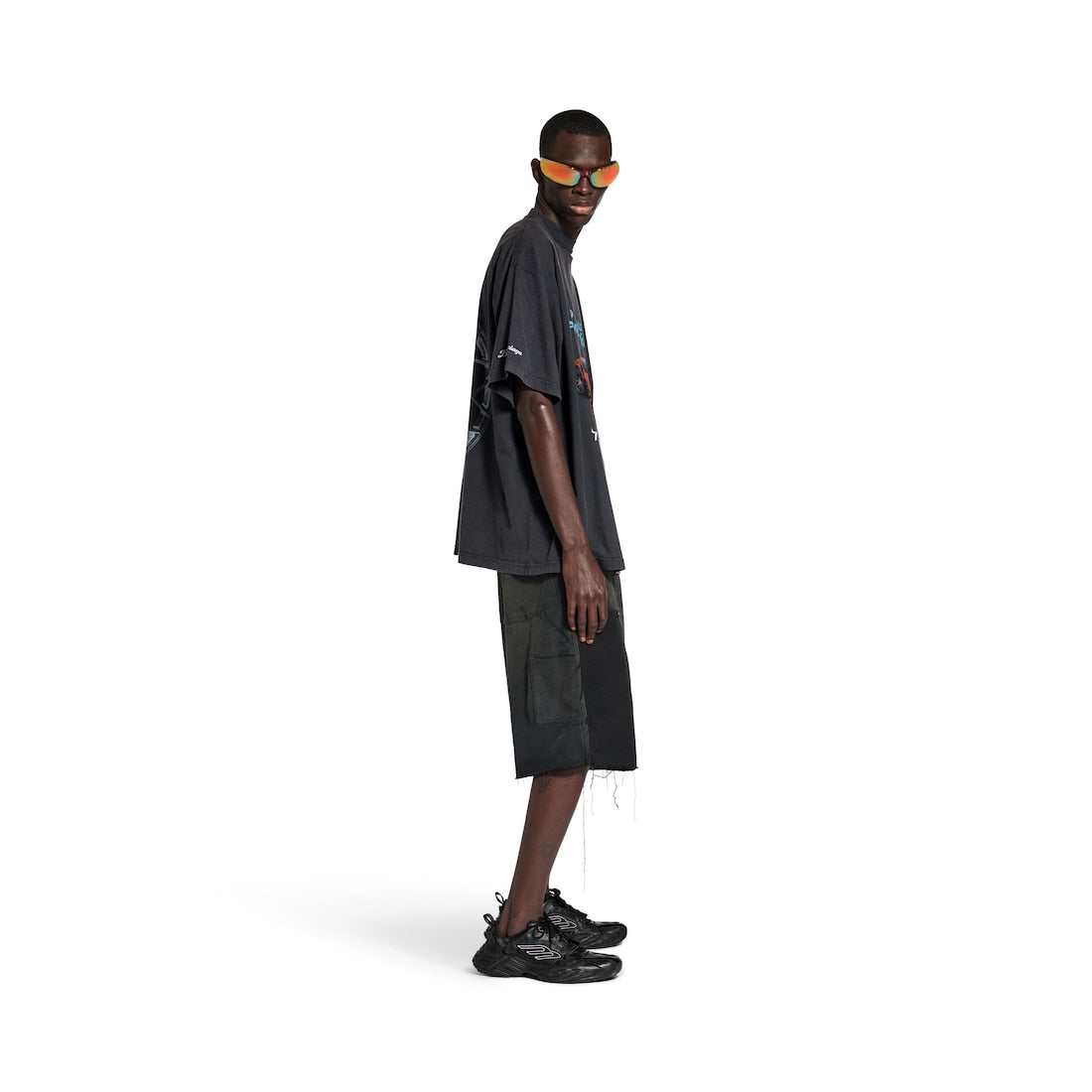Men's Balenciaga I Automobili Lamborghini Oversized T-shirt in Black Faded