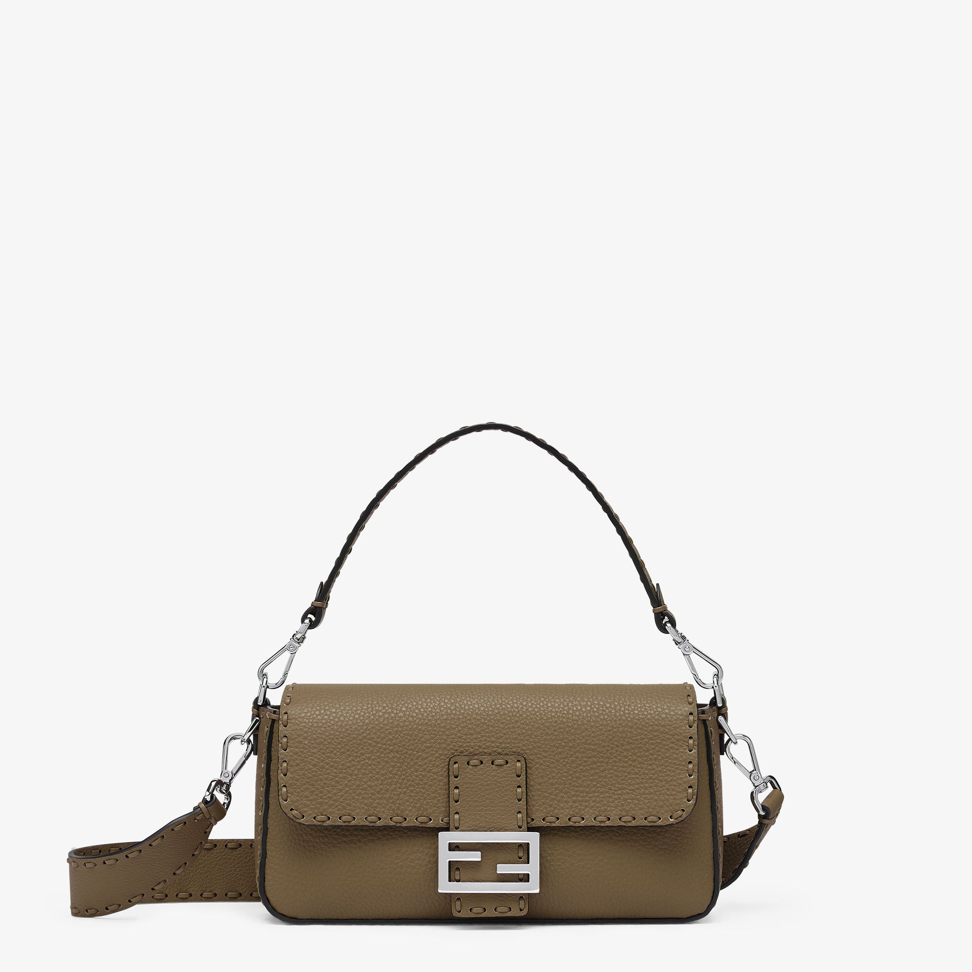 Baguette Green Selleria bag with 612 hand-sewn topstitches