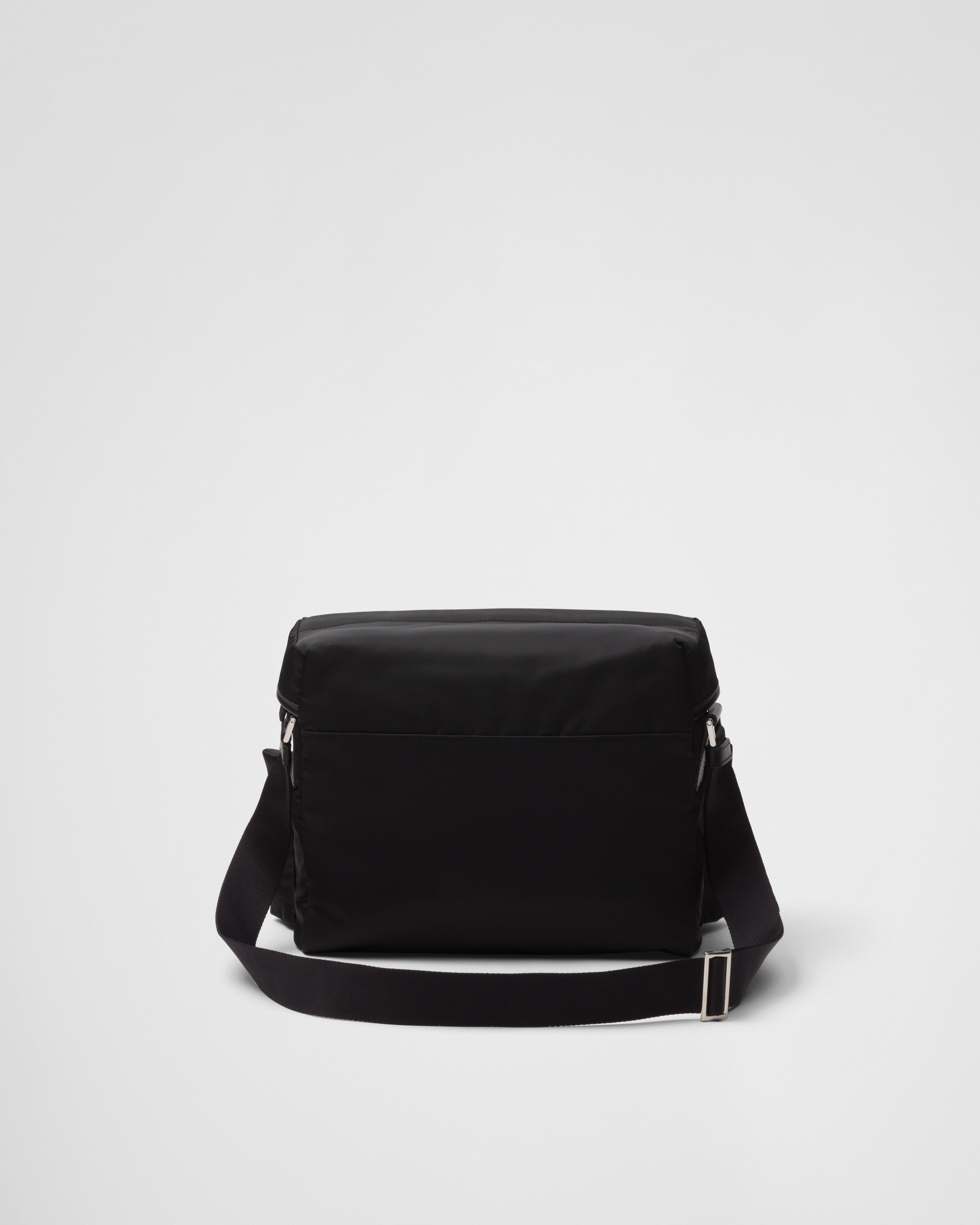 Re-Nylon and leather shoulder bag Black