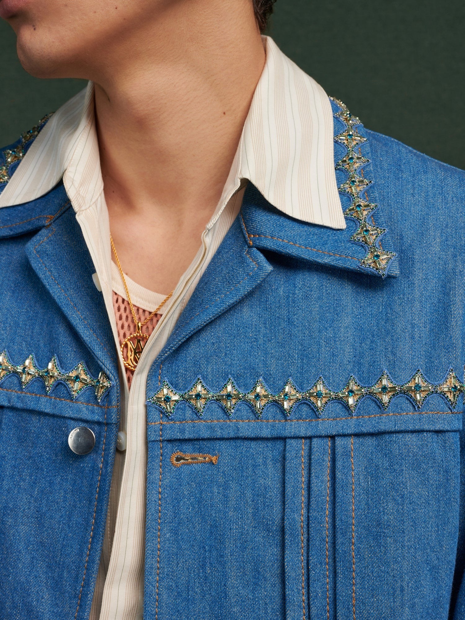 CRYSTAL PLEATED CADET JACKET Retro Indigo