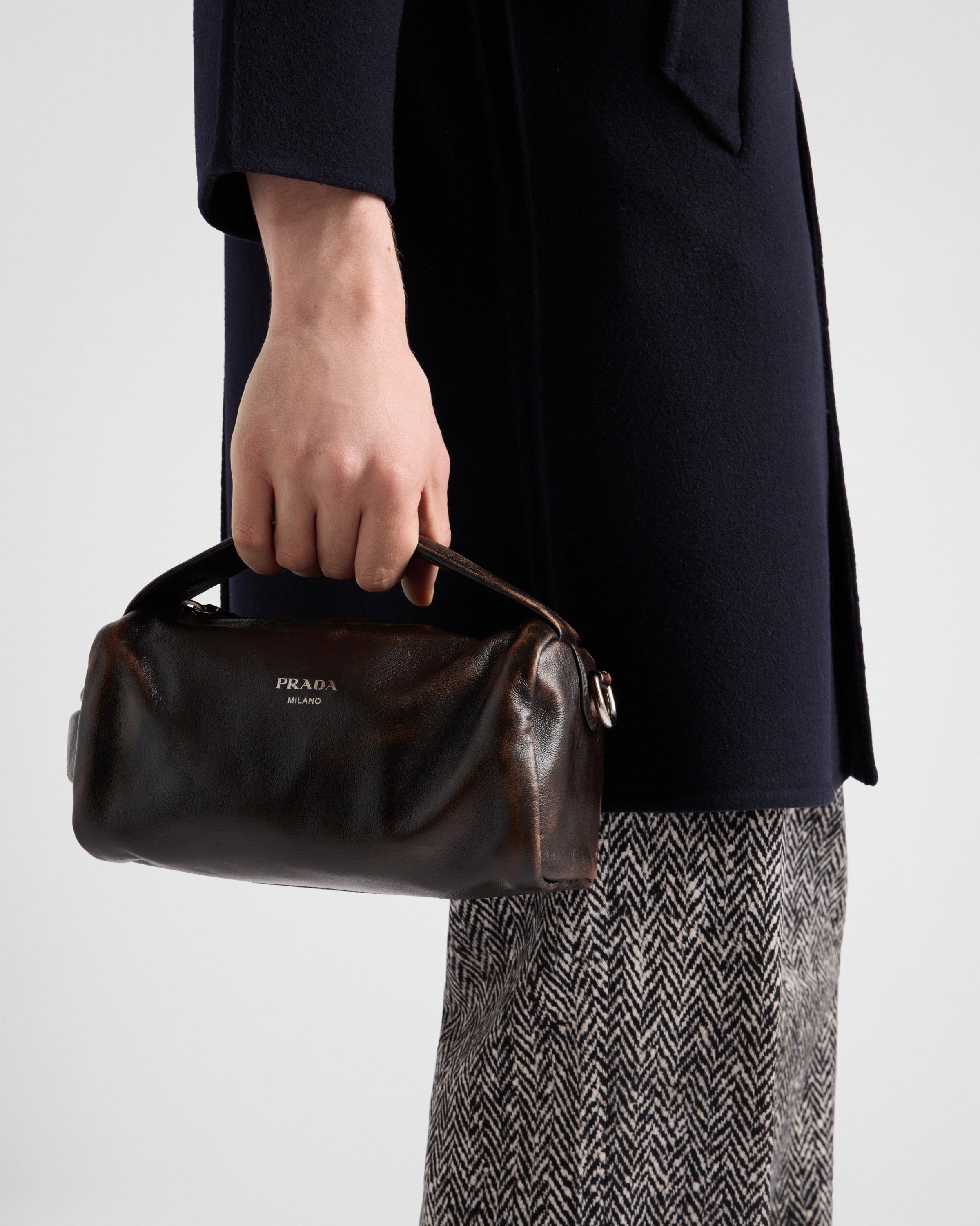 Nappa leather shoulder bag Dark Brown