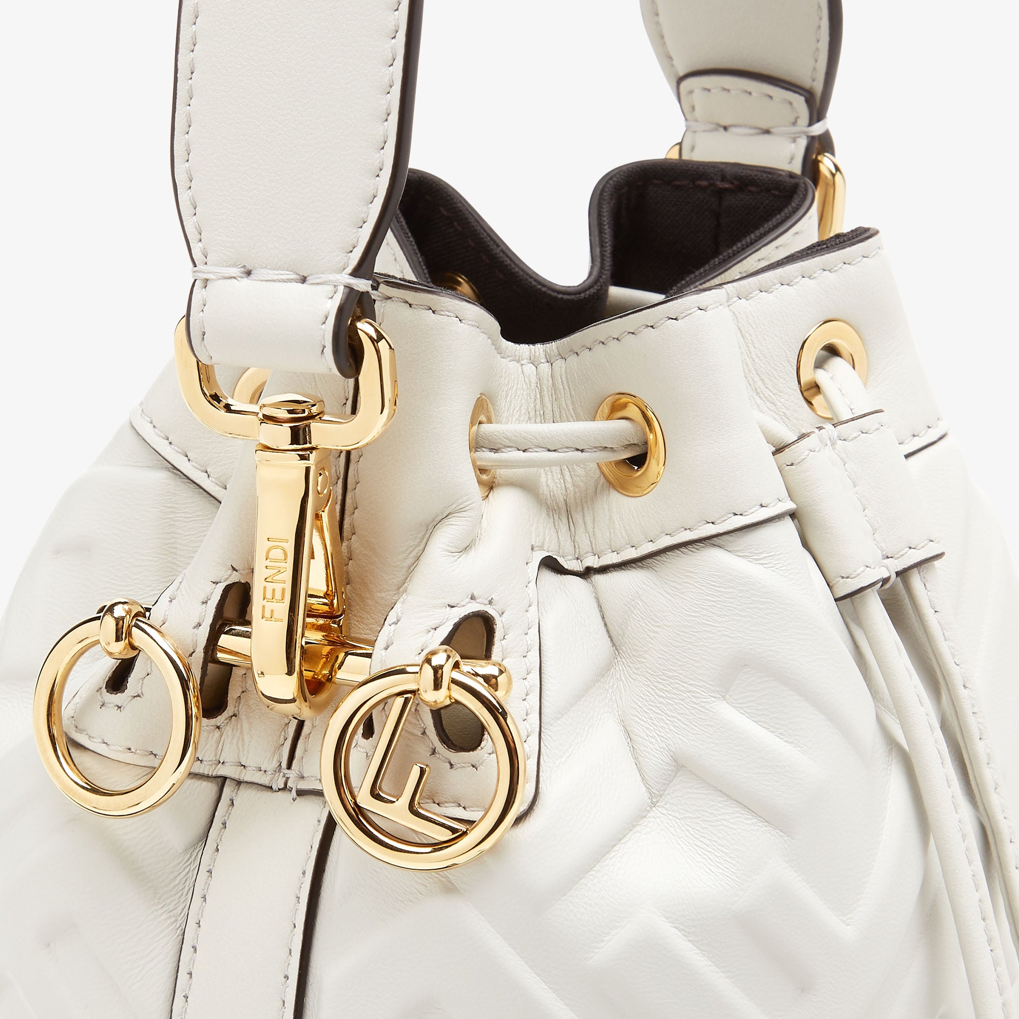 Mon Tresor White leather mini-bag with FF motif