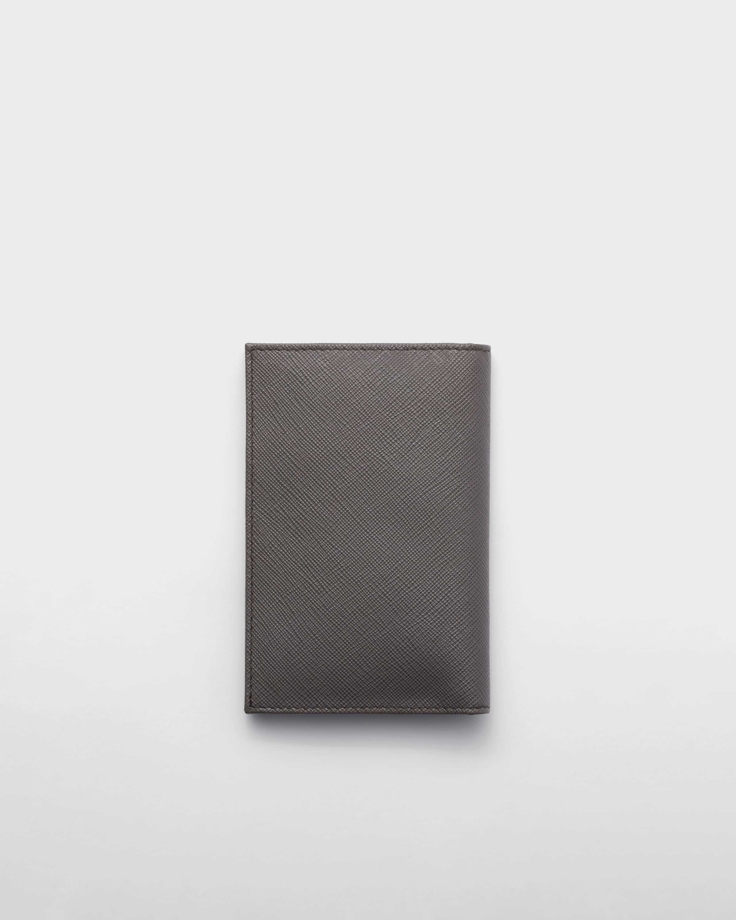 Saffiano leather passport holder Smoky Gray