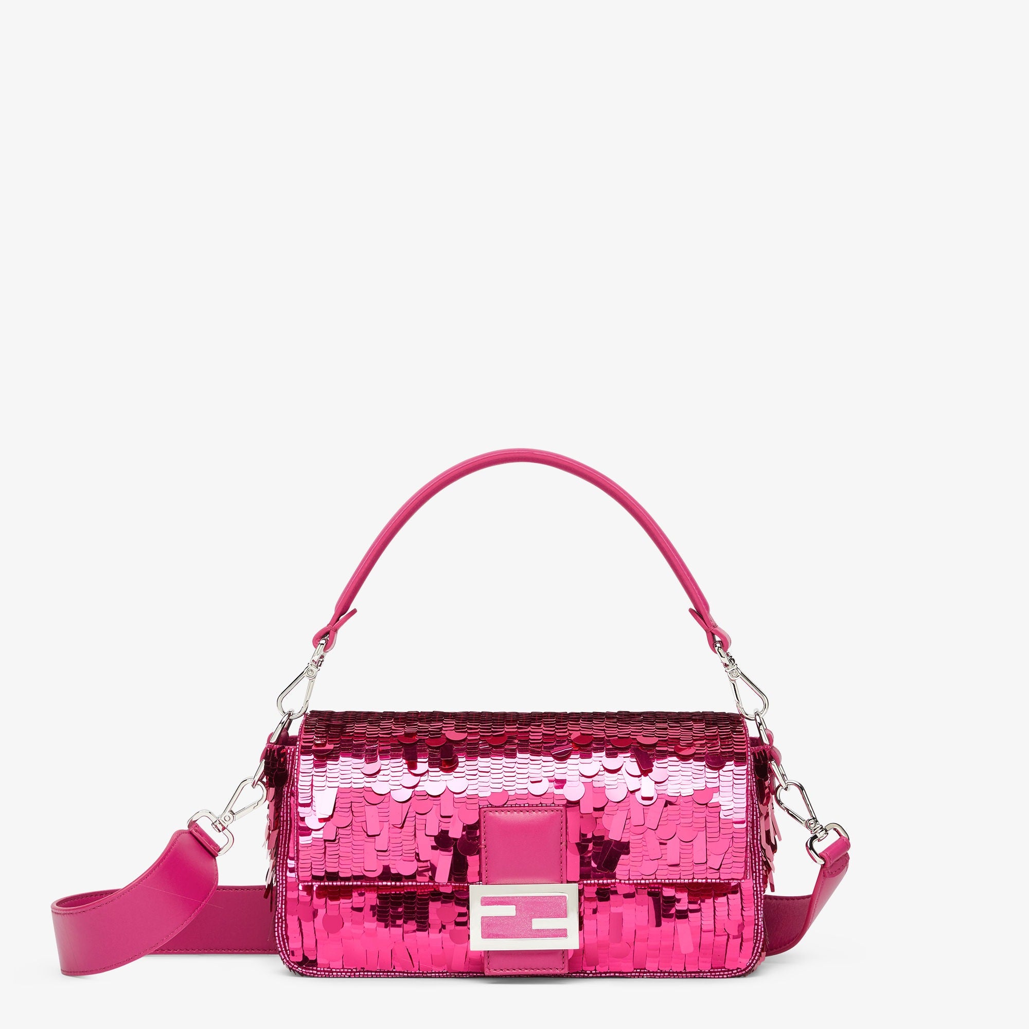 Baguette Fuchsia sequinned bag