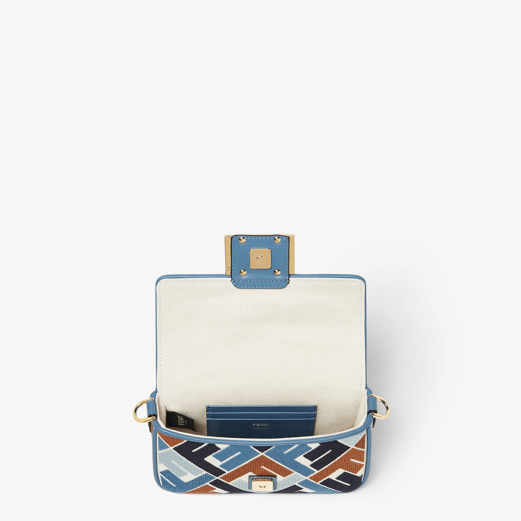 Baguette Mini Canvas bag with multicolor FF embroidery