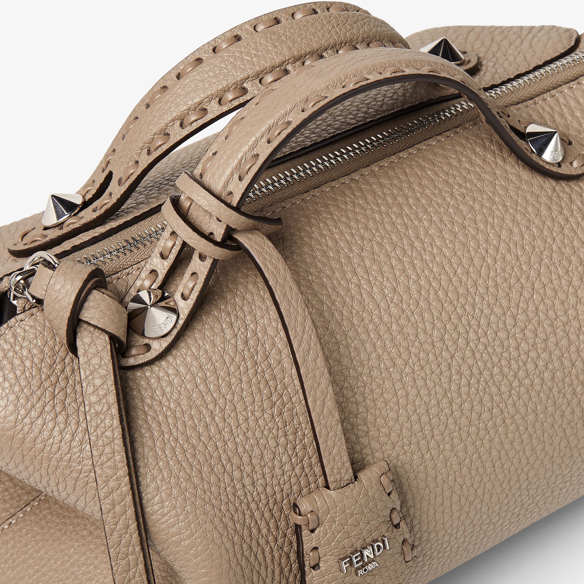 By The Way Selleria Medium Dove gray Selleria bag with 192 hand-sewn topstitches