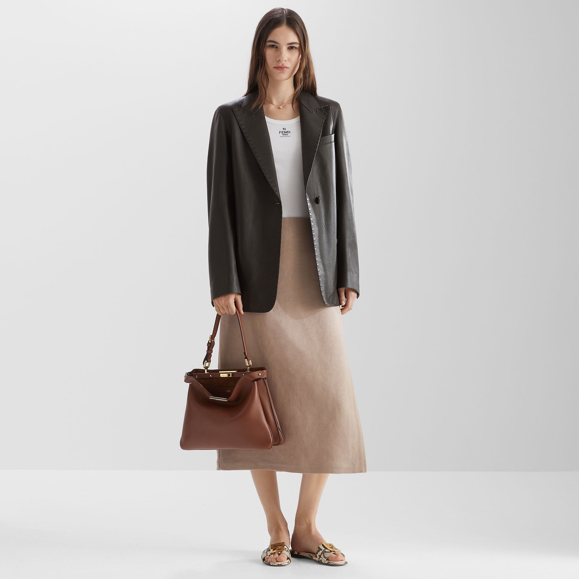 Peekaboo Soft Medium Brown leather bag