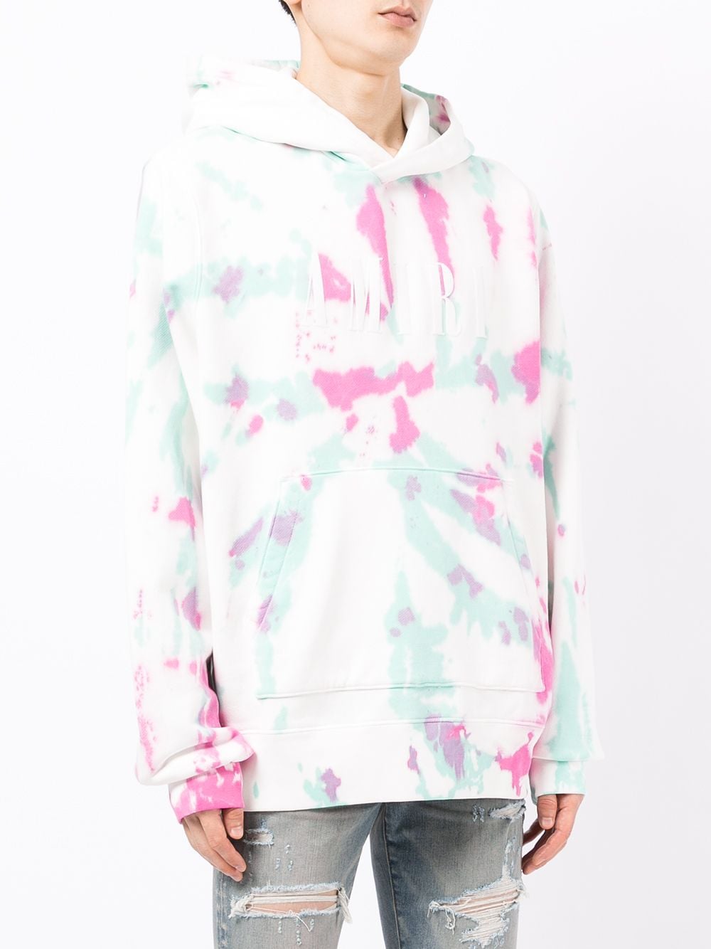 Logo-print tie-dye hoodie