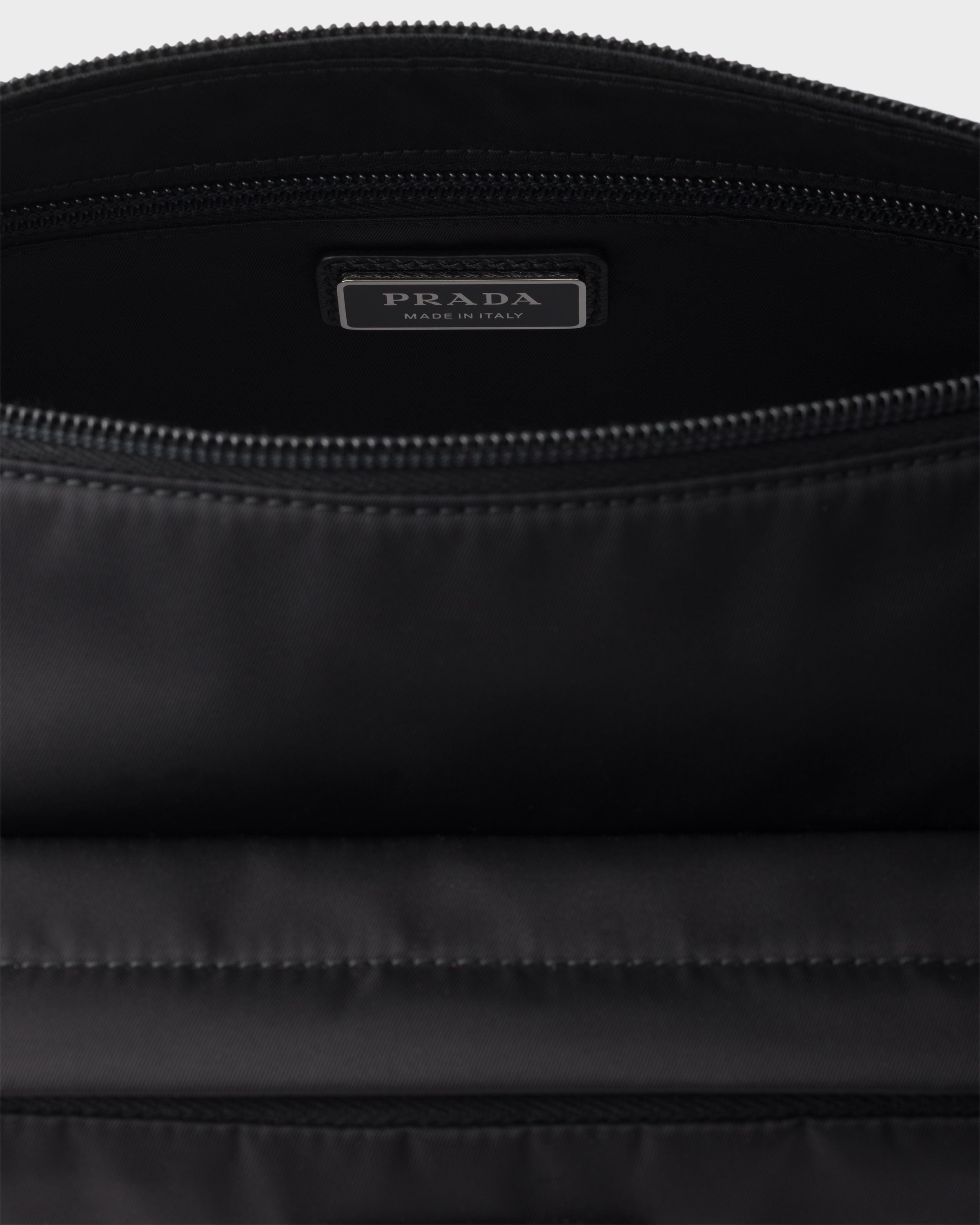 Medium Re-Nylon and Saffiano leather shoulder bag Black