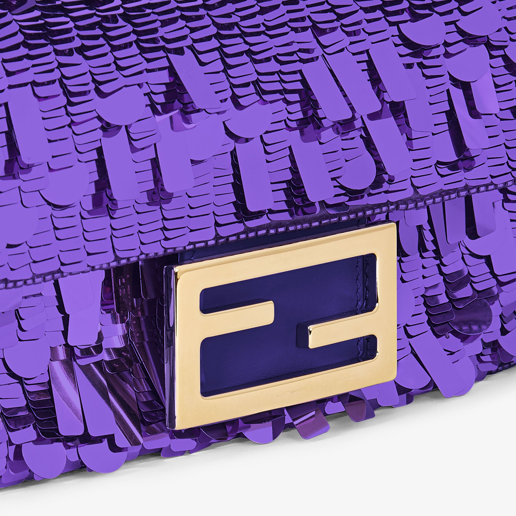 Baguette Mini Bag embroidered with purple sequins
