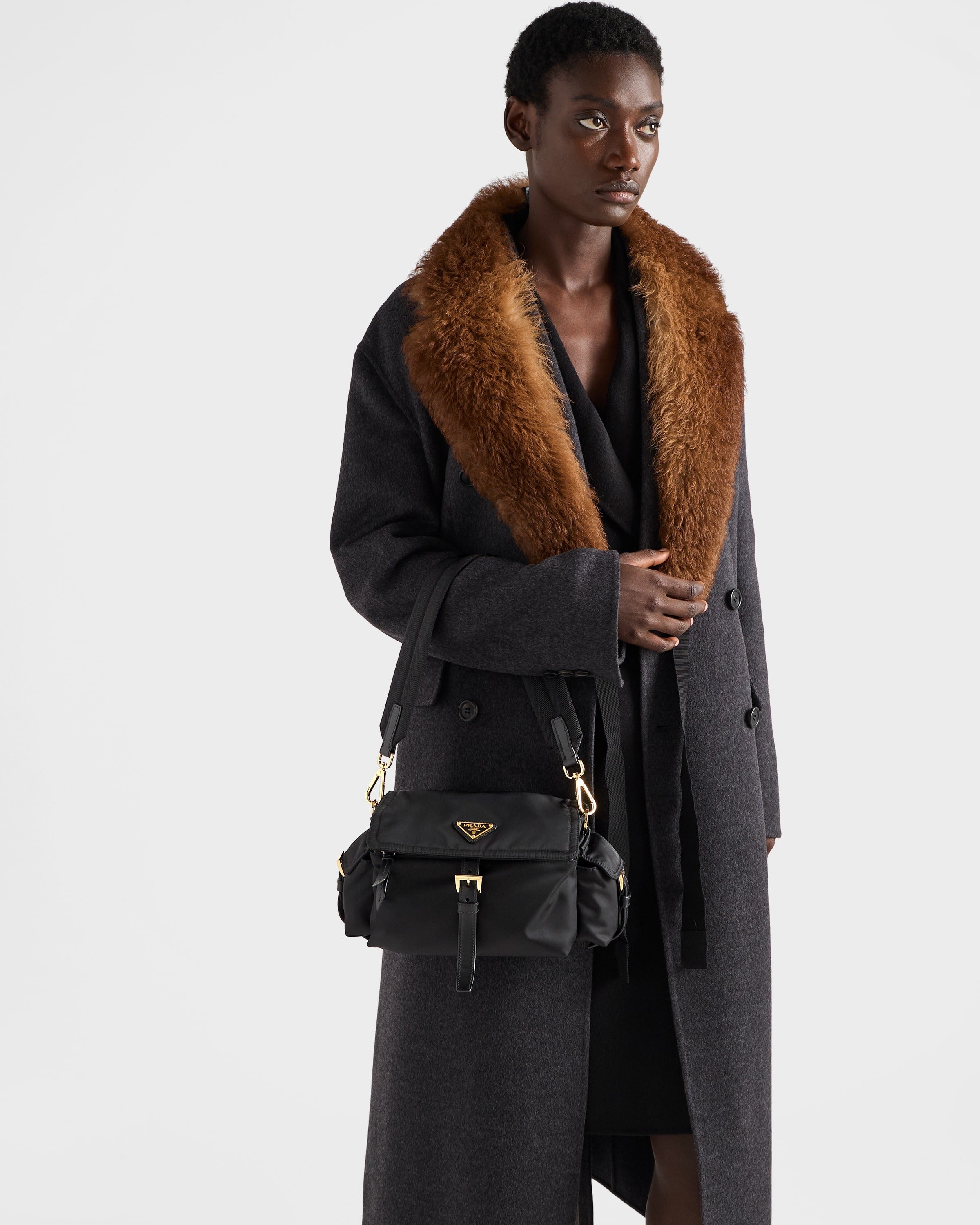 Prada Explore medium Re-Nylon shoulder bag with flap Black