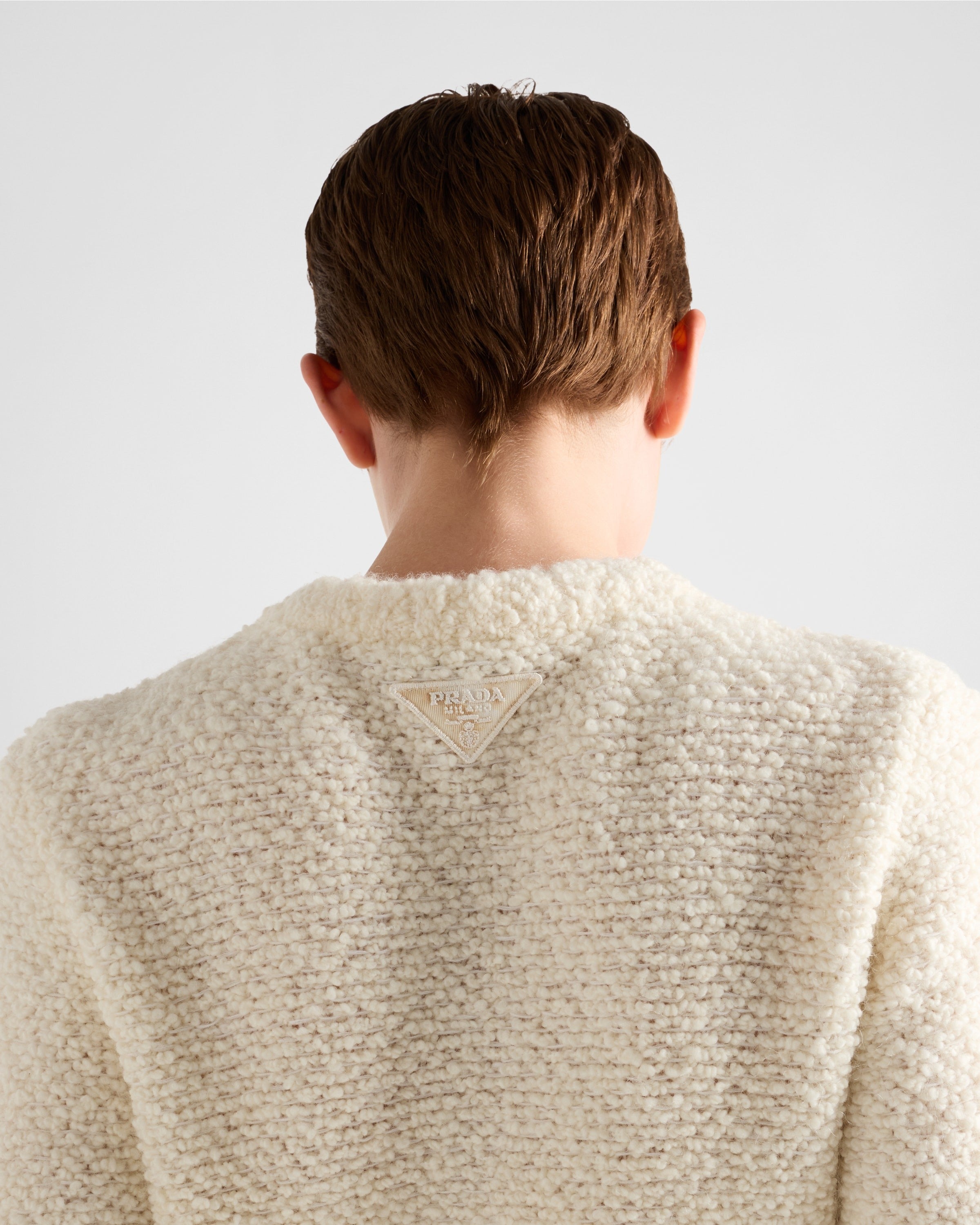 Bouclé mohair cardigan White
