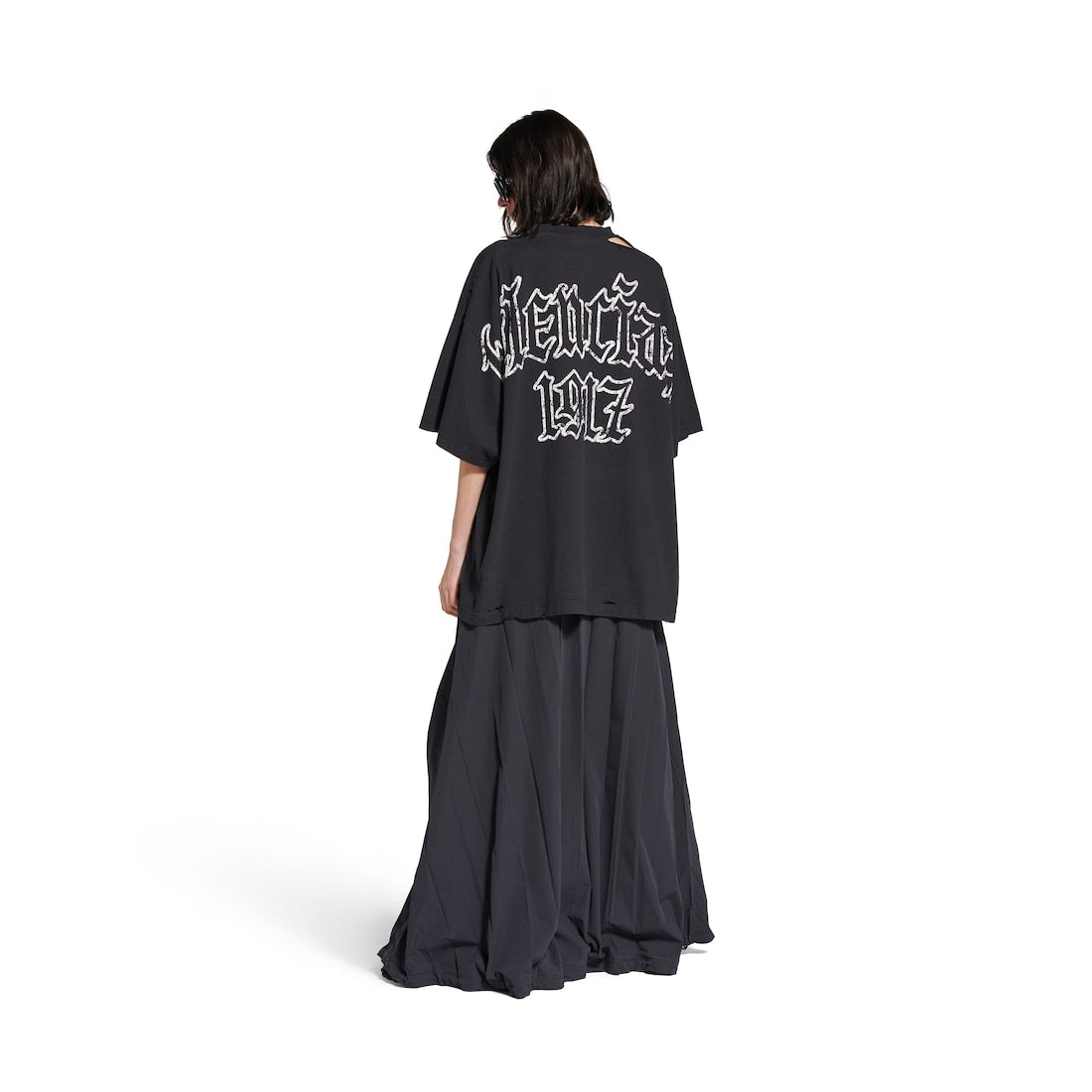 Blackletter Script Oversized T-shirt in Black Faded