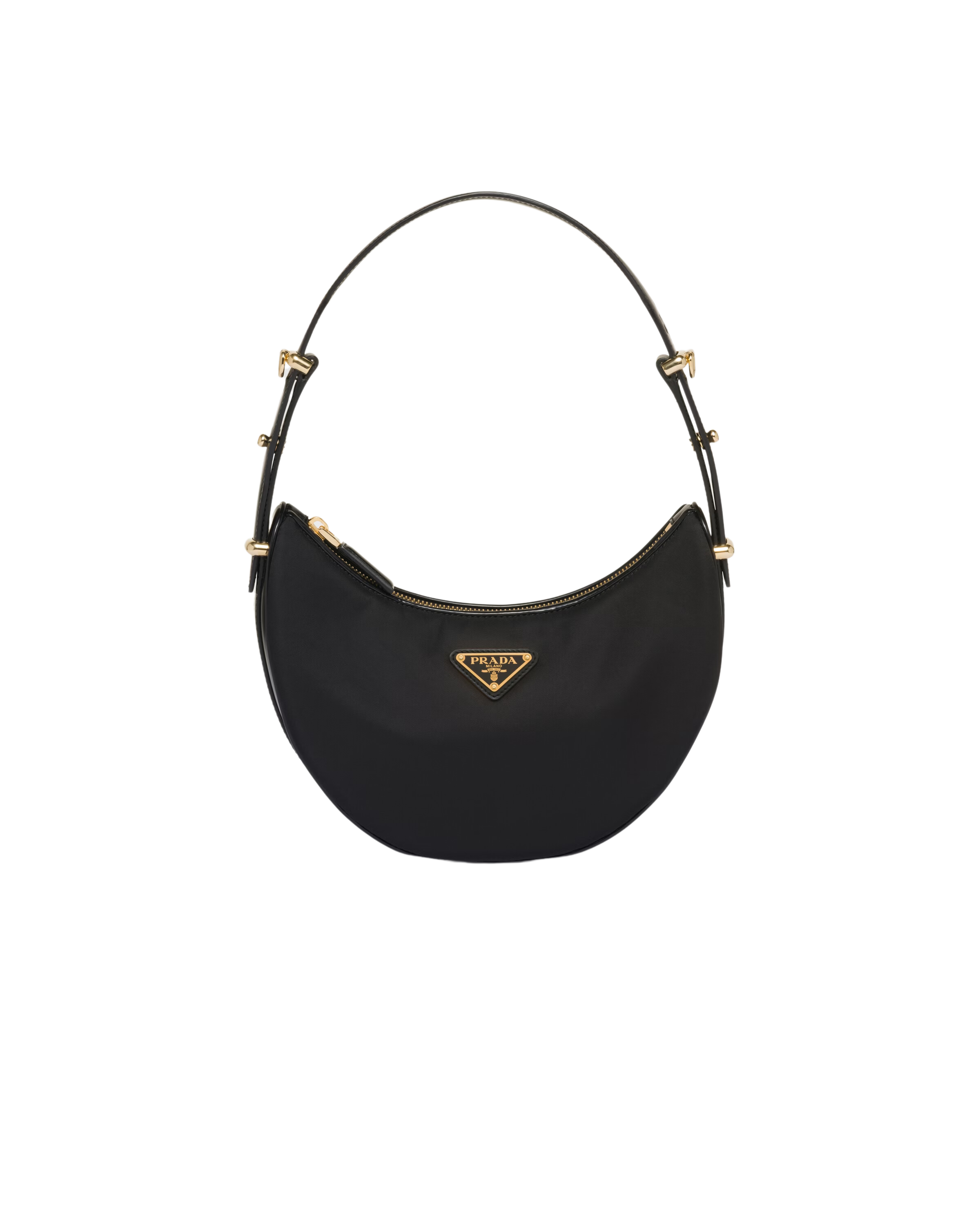 Arqué Black Re-Nylon and Brushed Leather Shoulder Bag