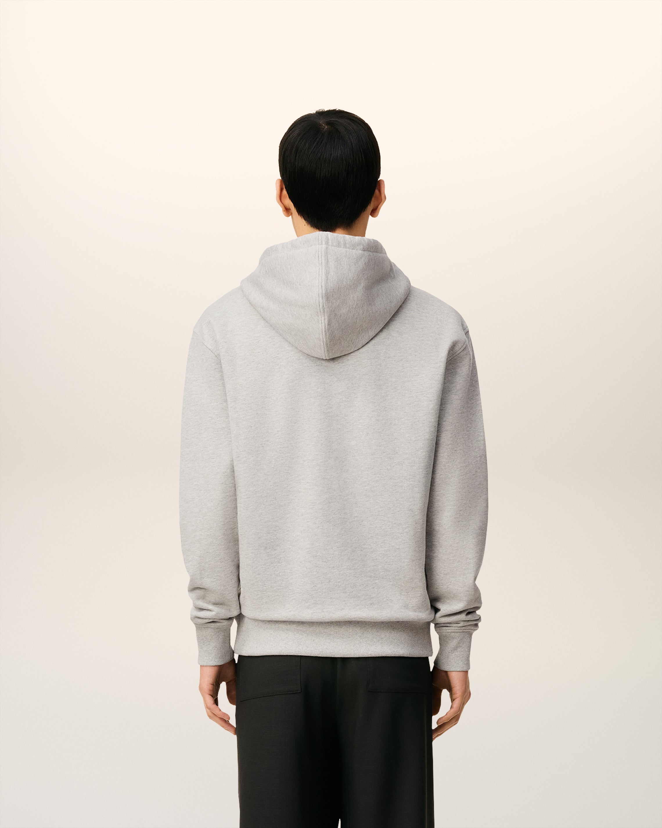 Grey Cotton Zipped Ami De Coeur Hoodie HEATHER ASH GREY