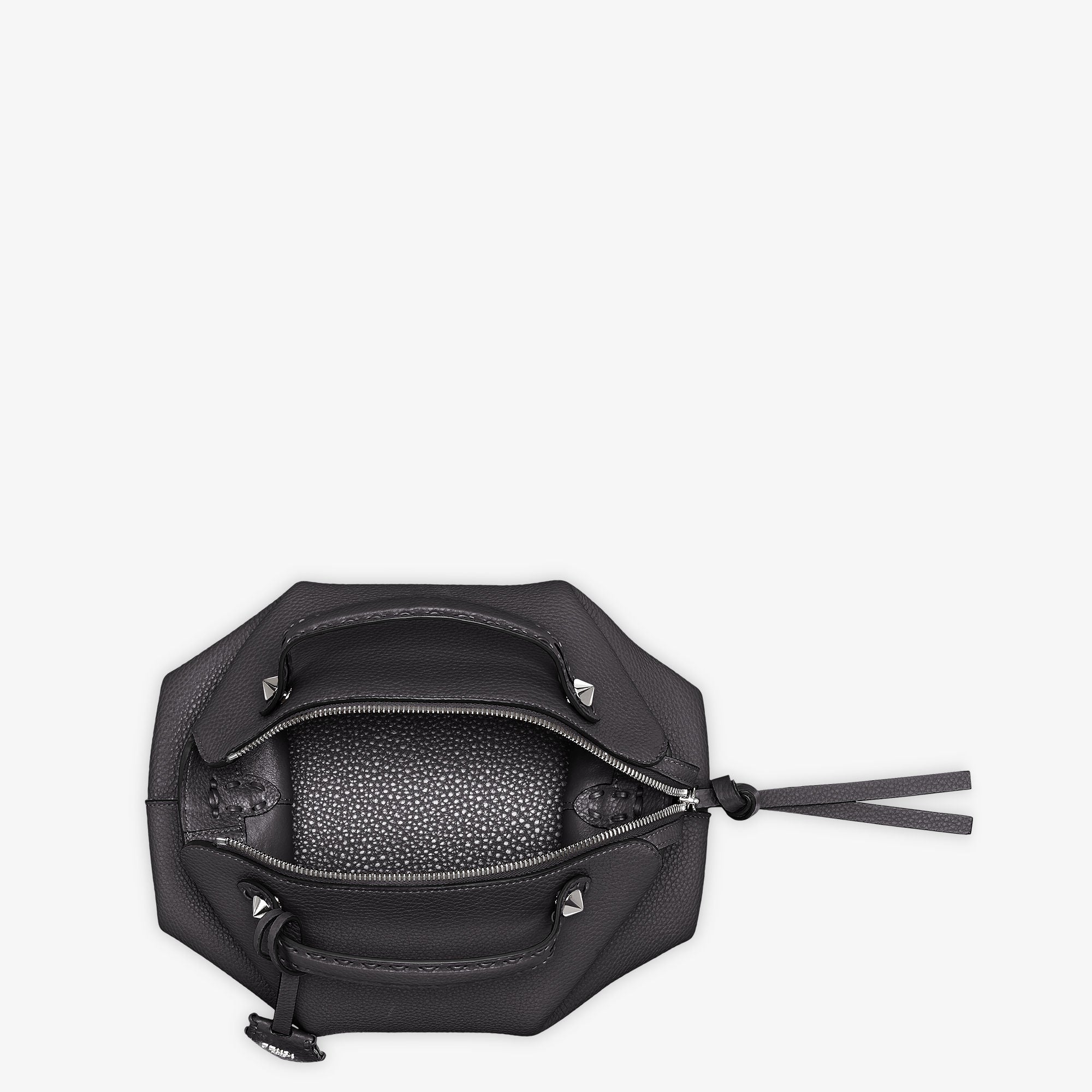 By The Way Selleria Medium Black Selleria bag with 192 hand-sewn topstitches