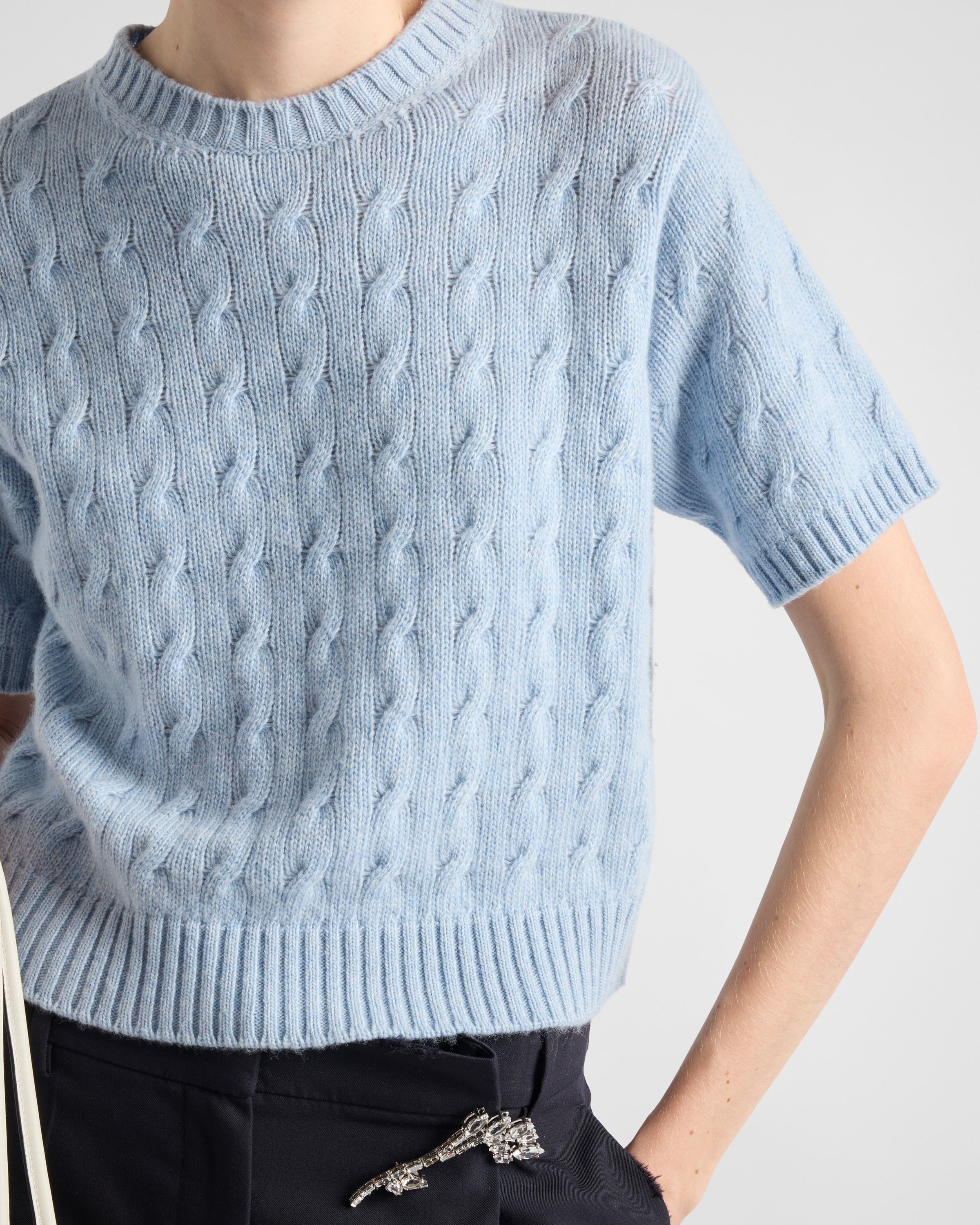 Cable-knit Re-Cashmere sweater Sapphire Blue