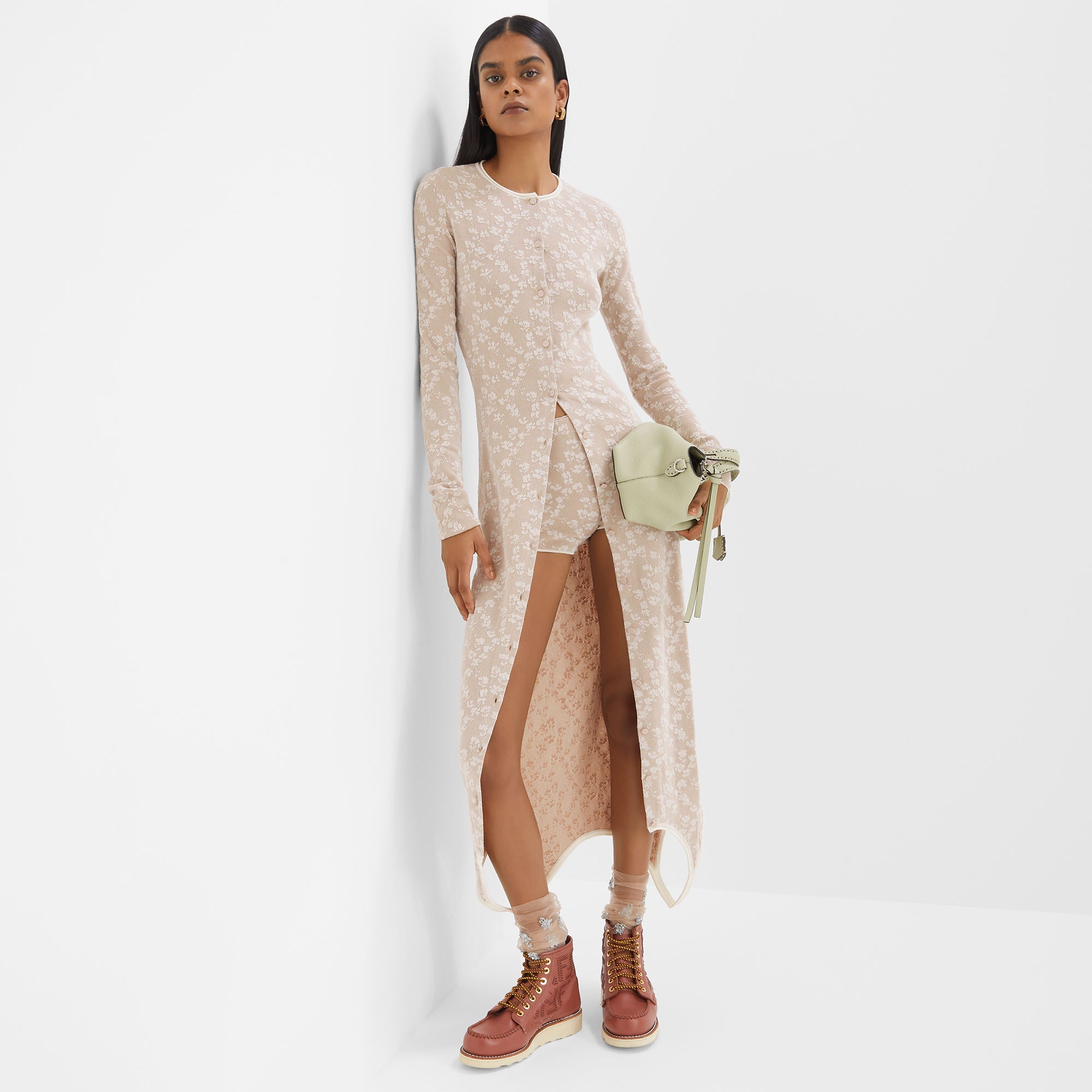 By The Way Selleria Medium Sage green Selleria bag with 192 hand-sewn topstitches