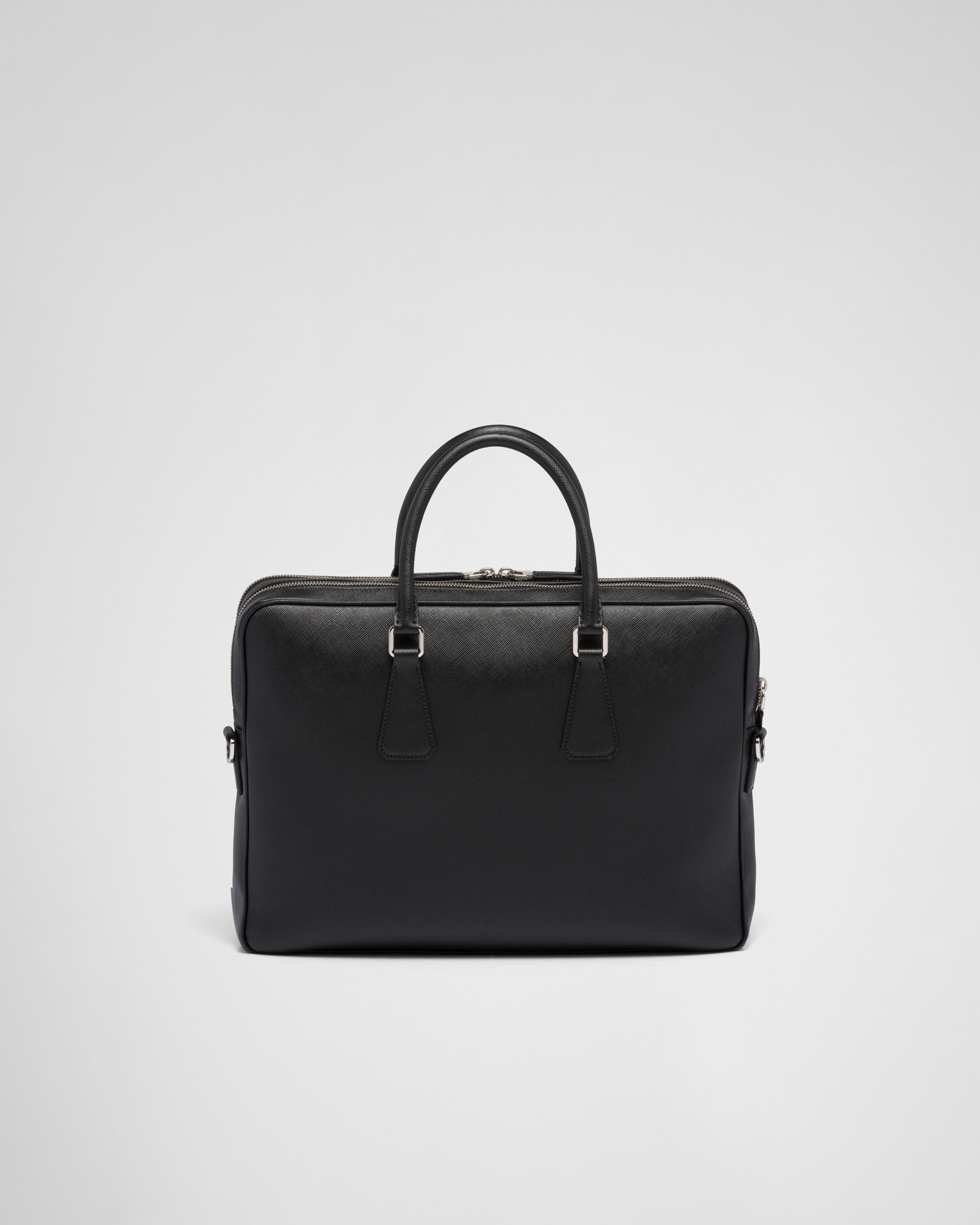 Saffiano leather briefcase Black