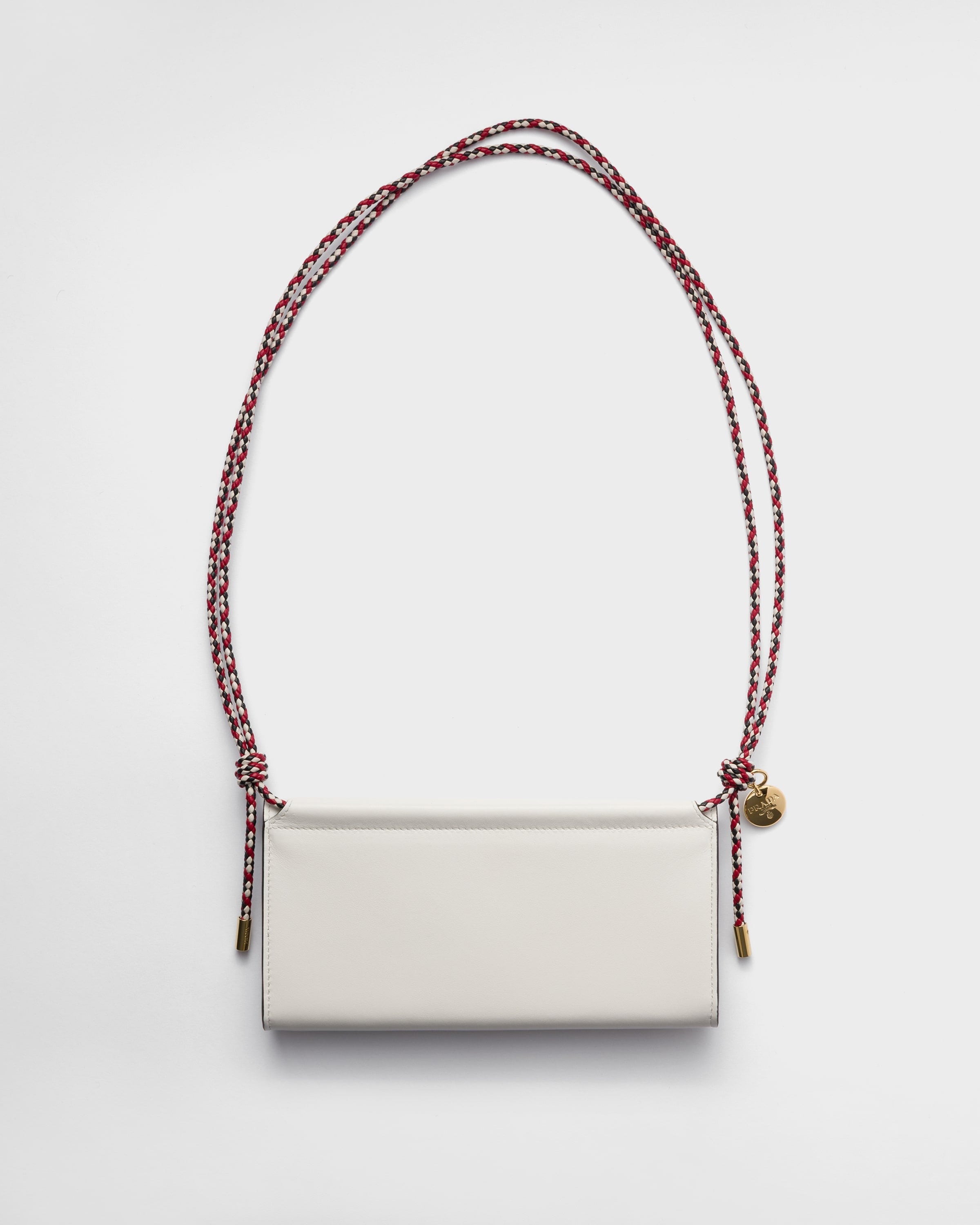 Wallet with leather shoulder strap White