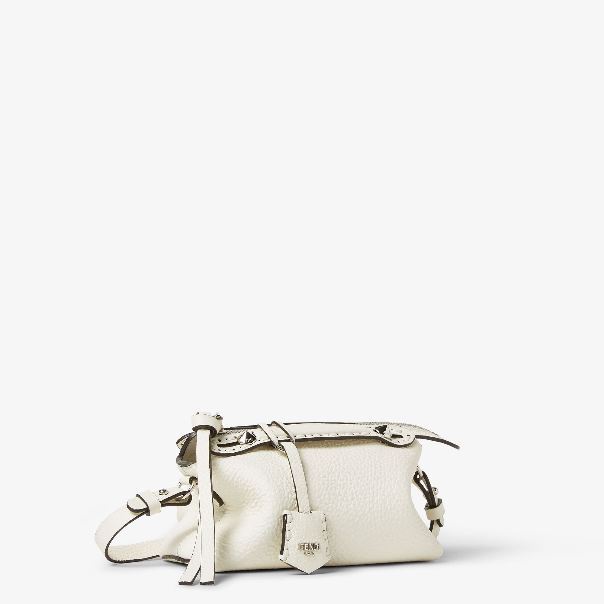 By The Way Selleria Mini White Selleria bag with 156 hand-sewn topstitches