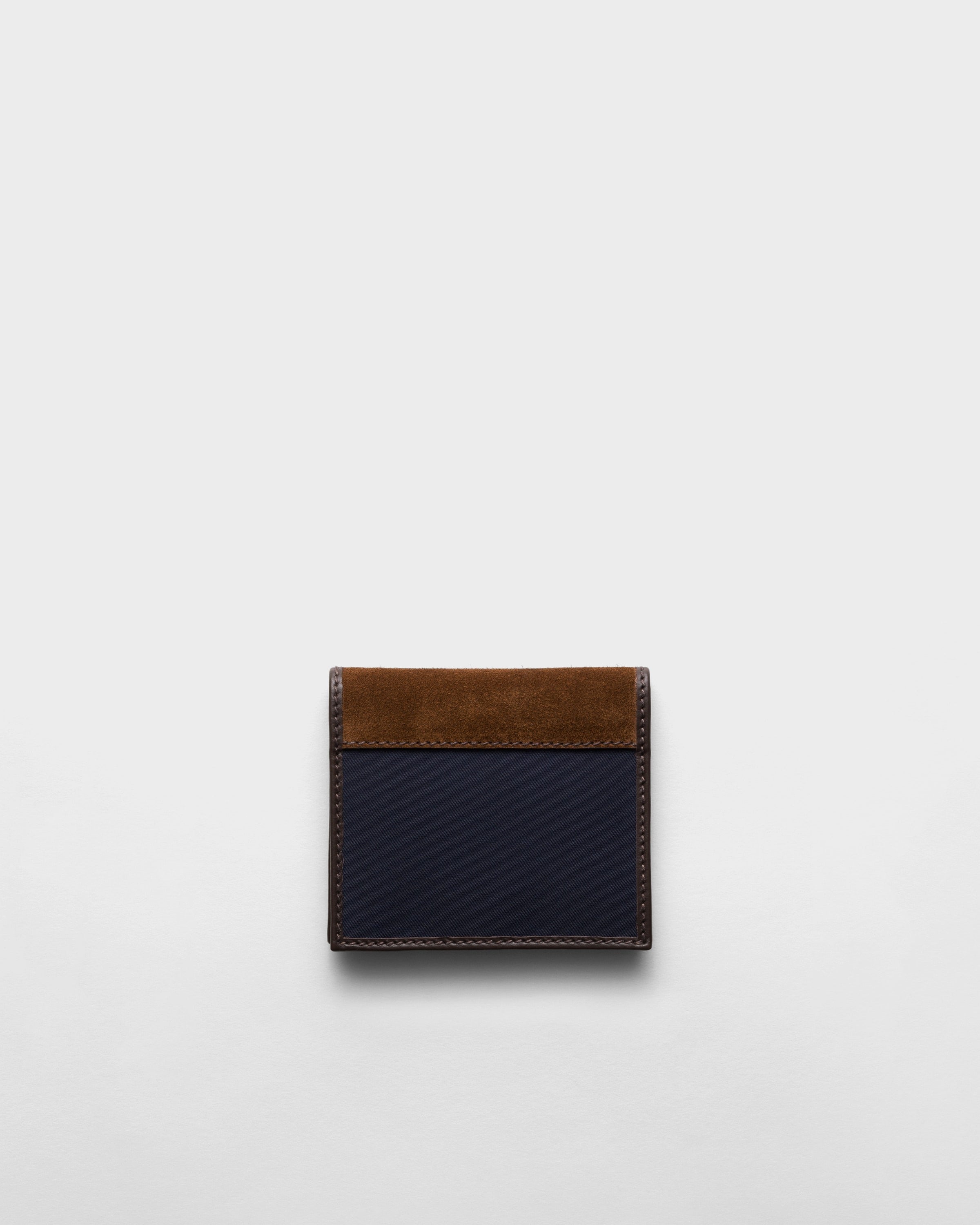 Re-Nylon and leather wallet Blue/Coffee