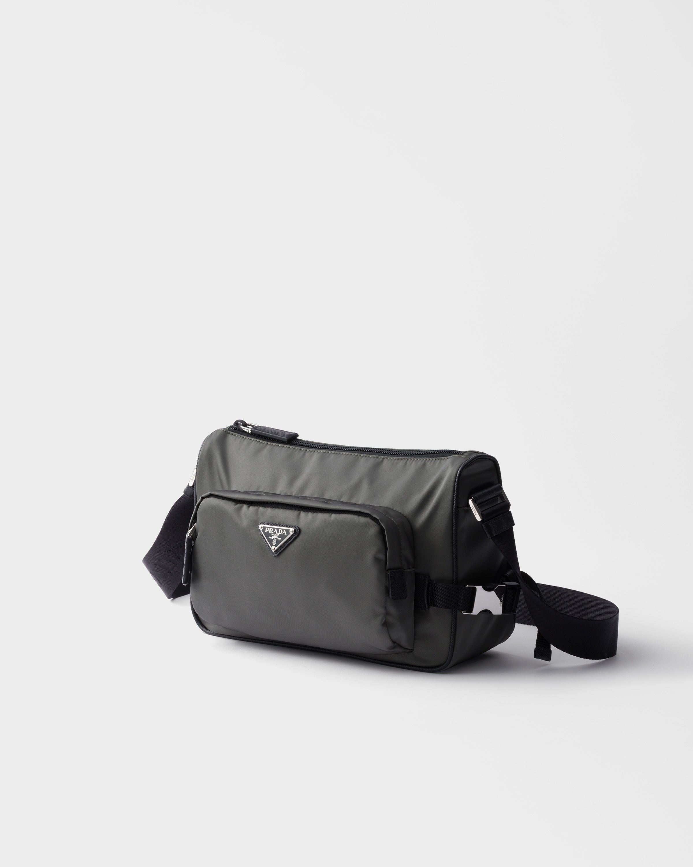 Medium Re-Nylon and Saffiano leather shoulder bag Forest Green