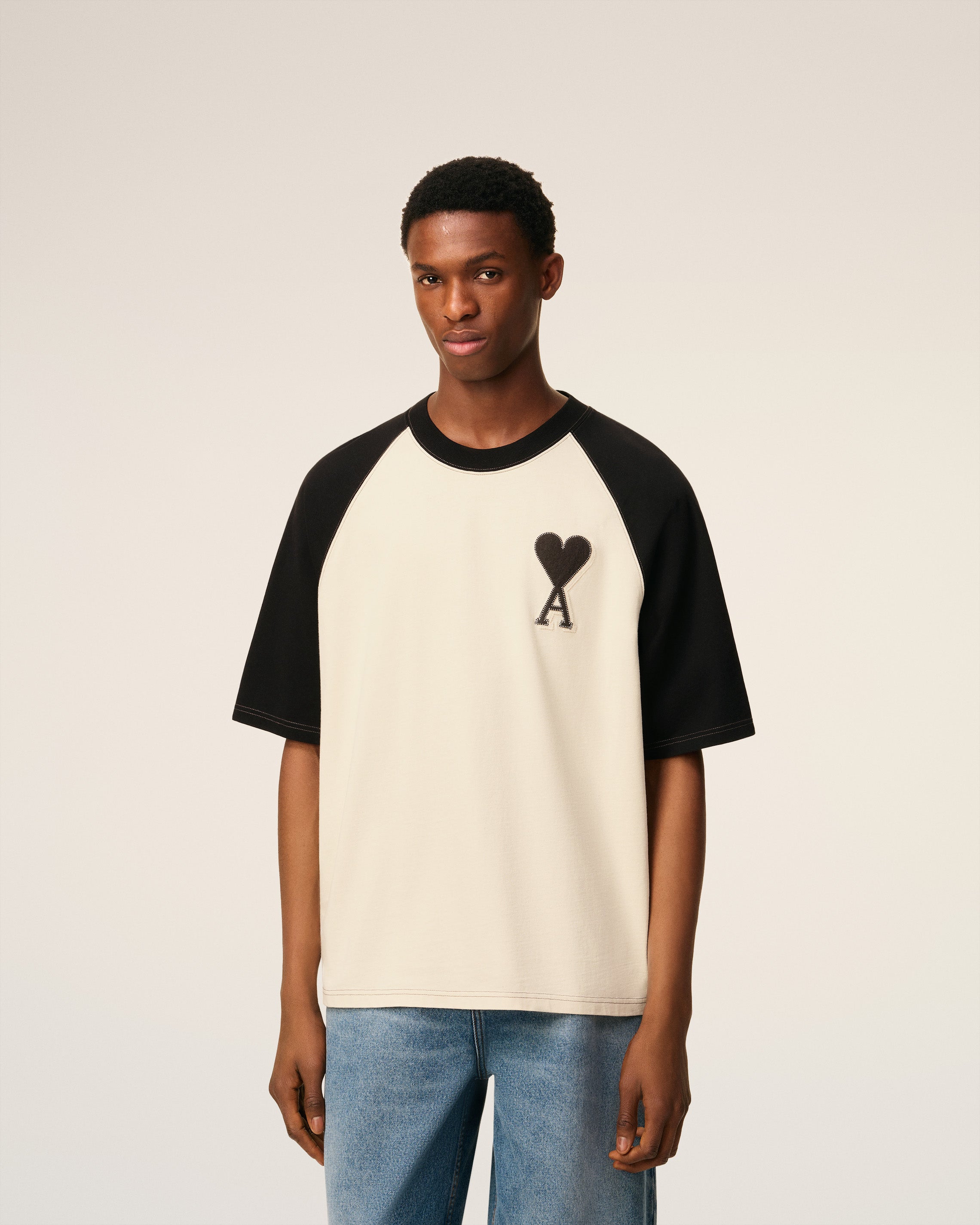 White Cotton Short Sleeves Ami De Coeur T-shirt IVORY/BLACK