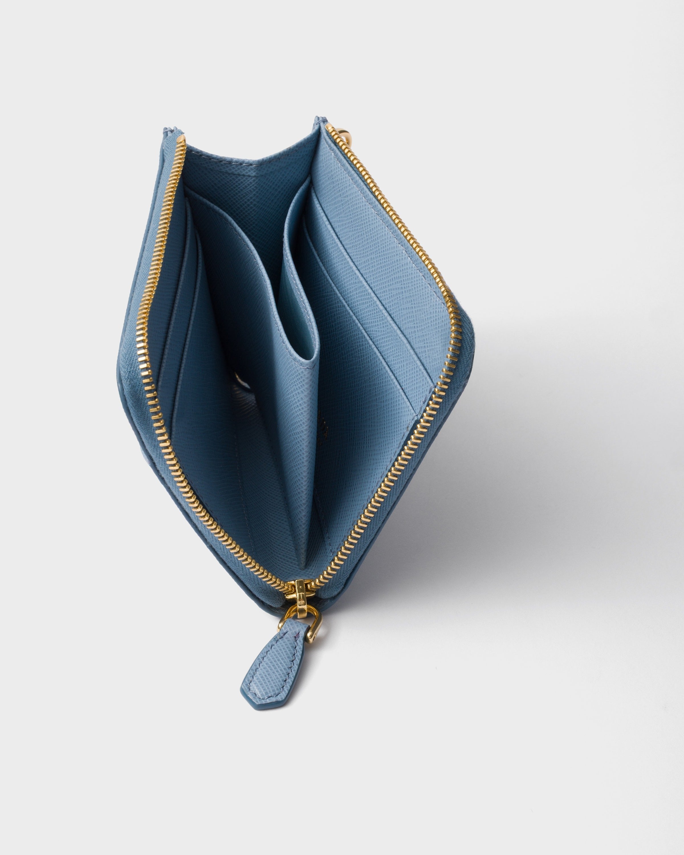 Small Saffiano leather zipper wallet Astral Blue